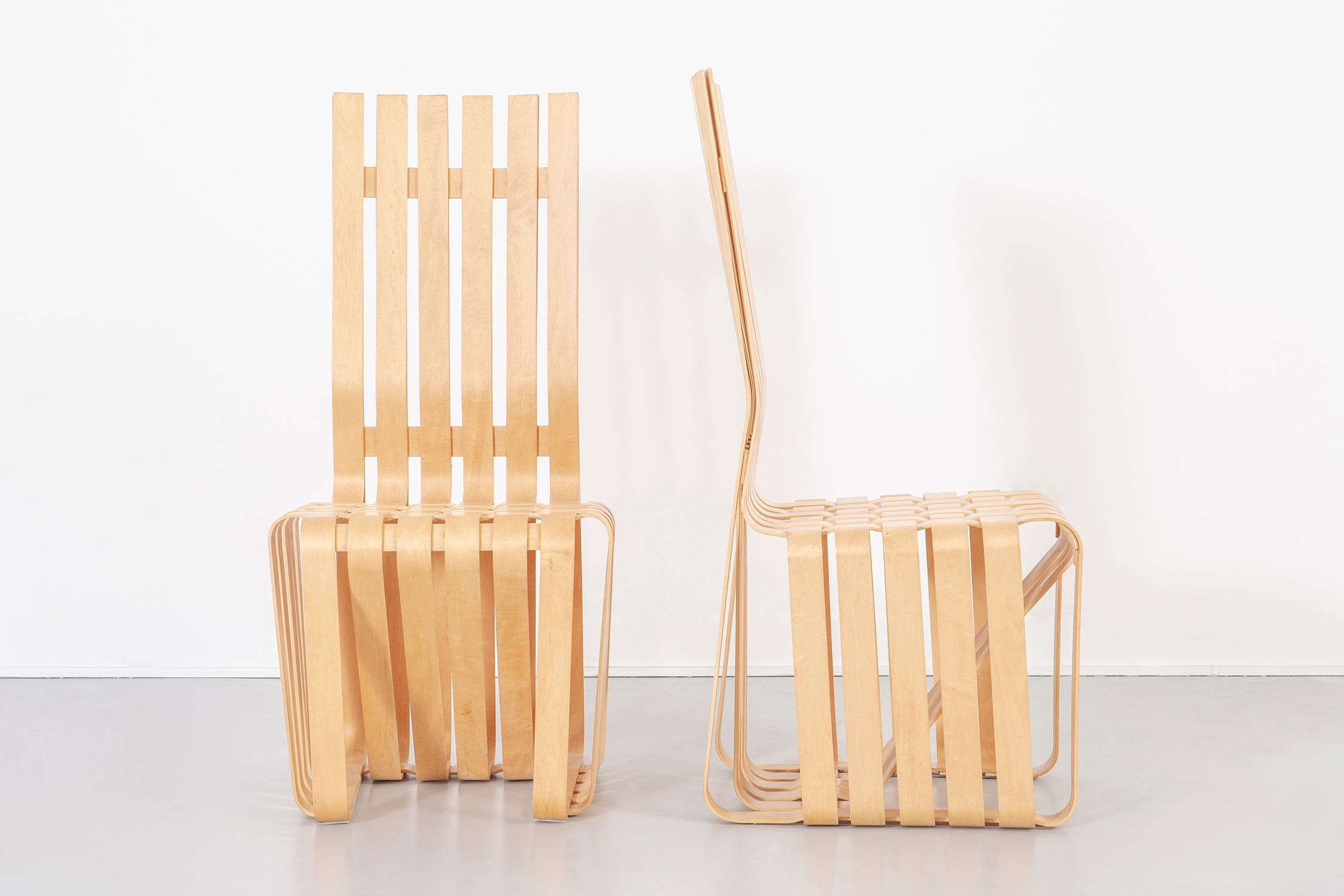 Modern Set of Six Frank Gehry High Sticking Chairs For Sale