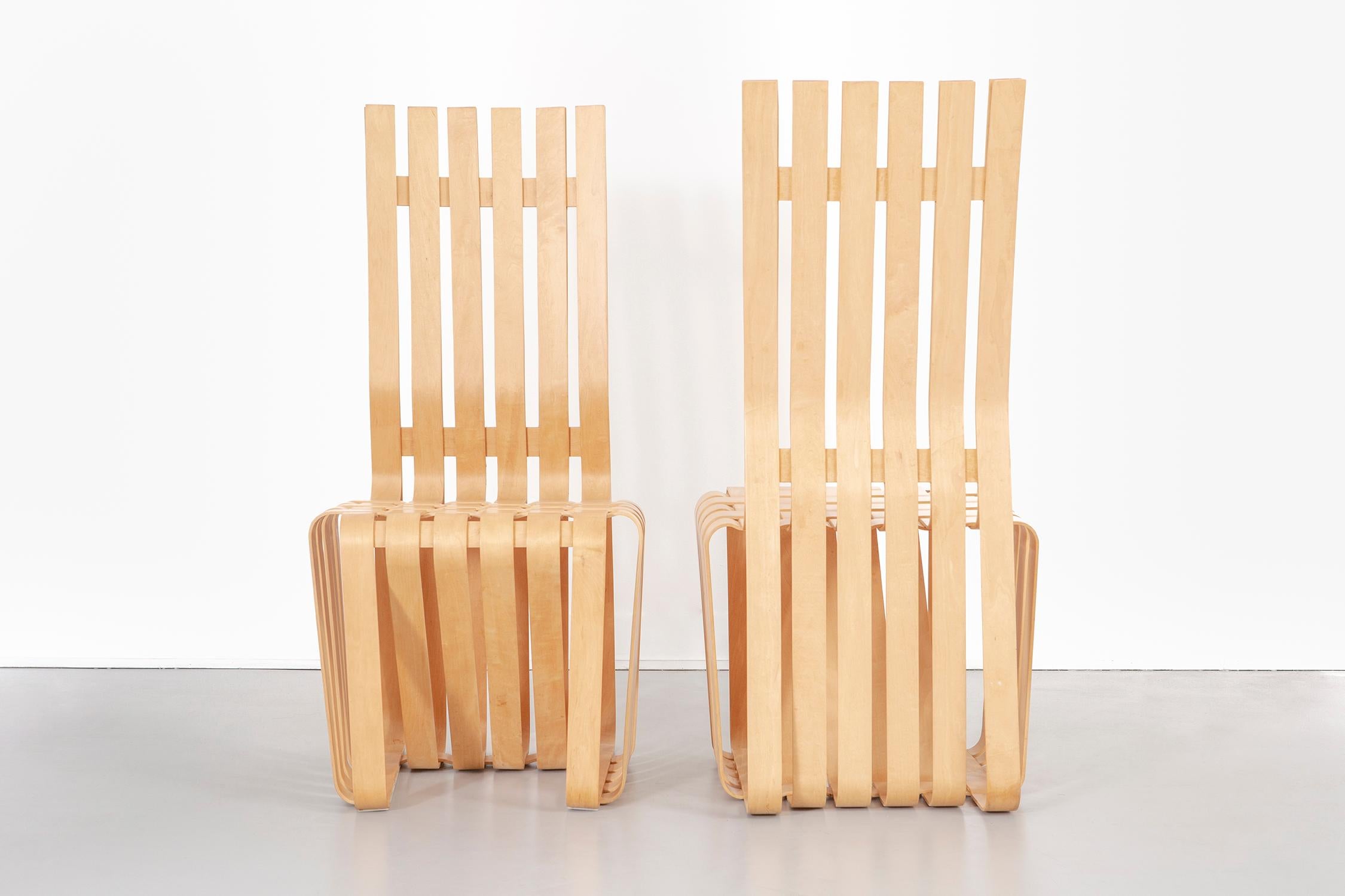 American Set of Six Frank Gehry High Sticking Chairs For Sale