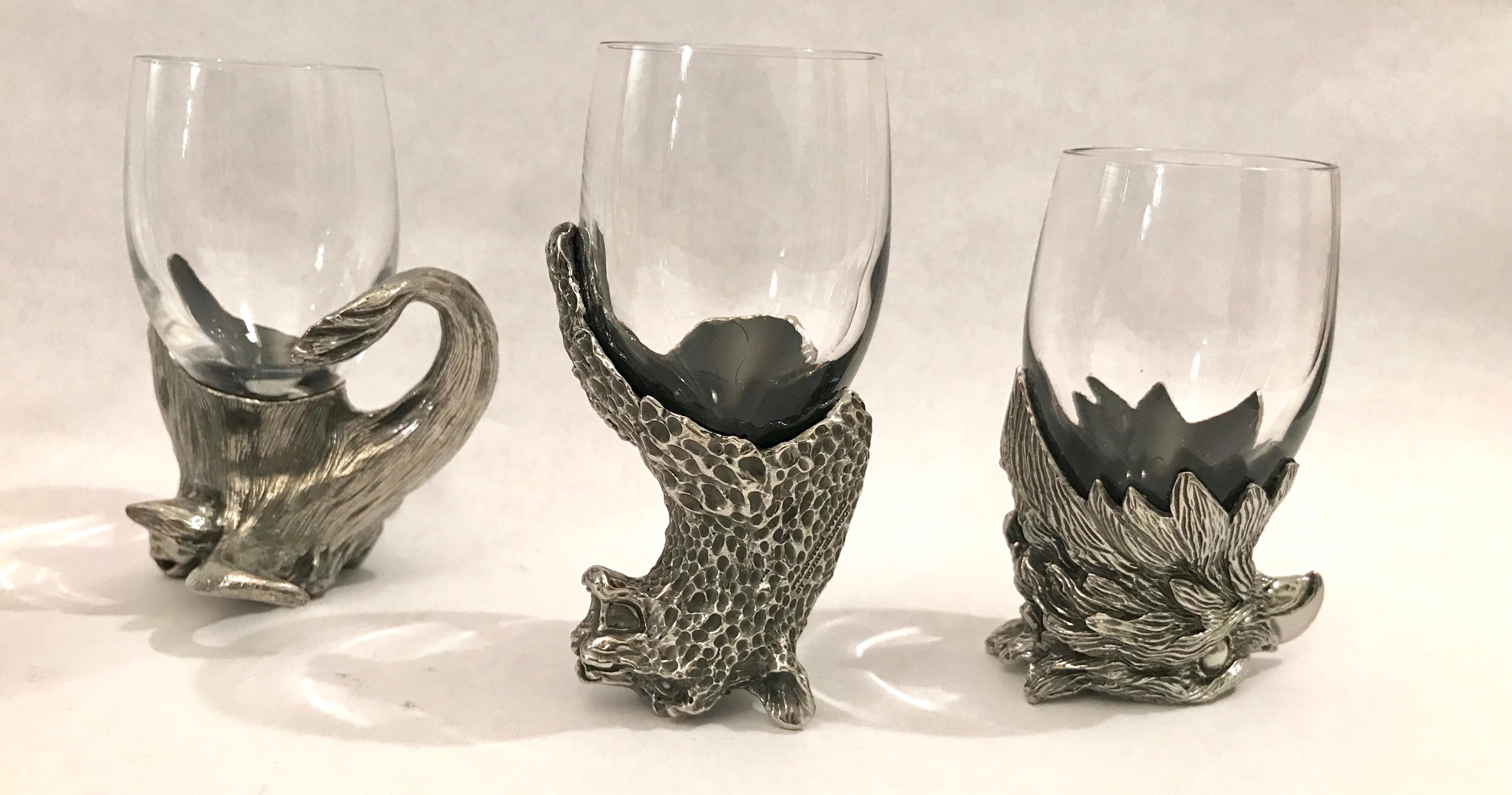 Set of Six Frankli Wild for Royal Selangor Cast Animal Form Shot Glasses For Sale 6