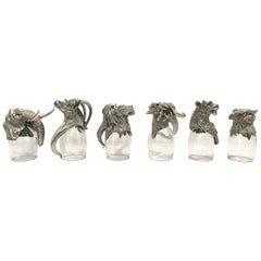 Set of Six Frankli Wild for Royal Selangor Cast Animal Form Shot Glasses