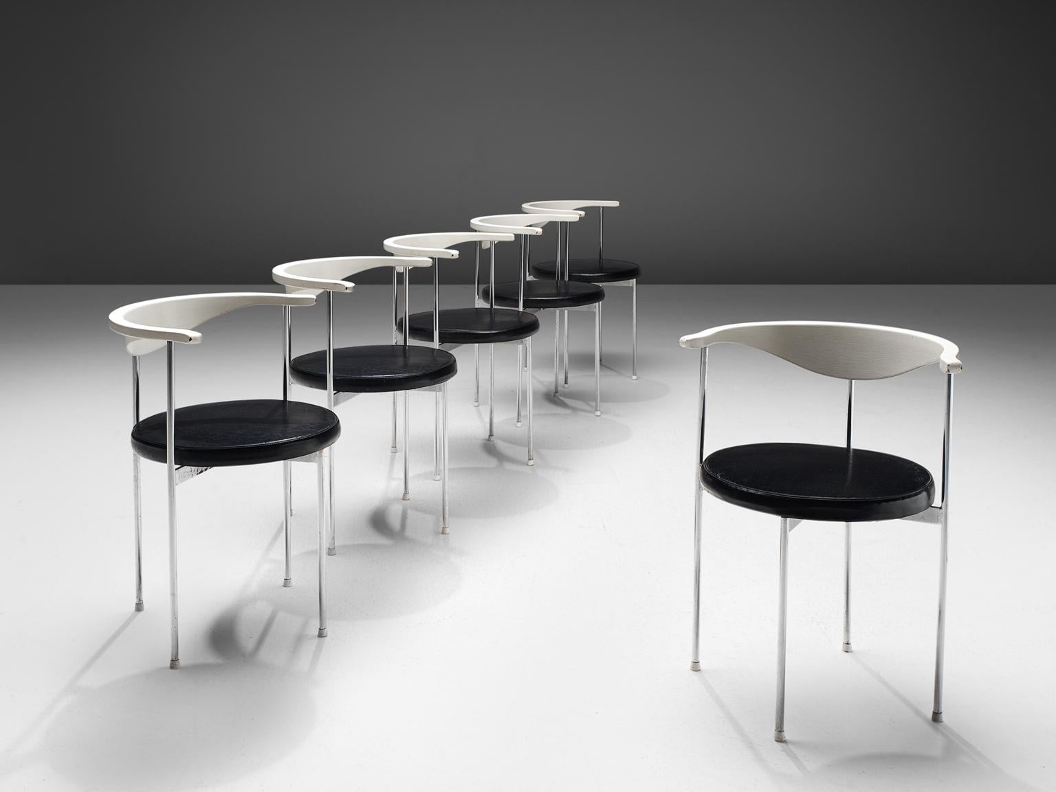 Scandinavian Modern Set of Six Frederik Sieck for Fritz Hansen Chairs
