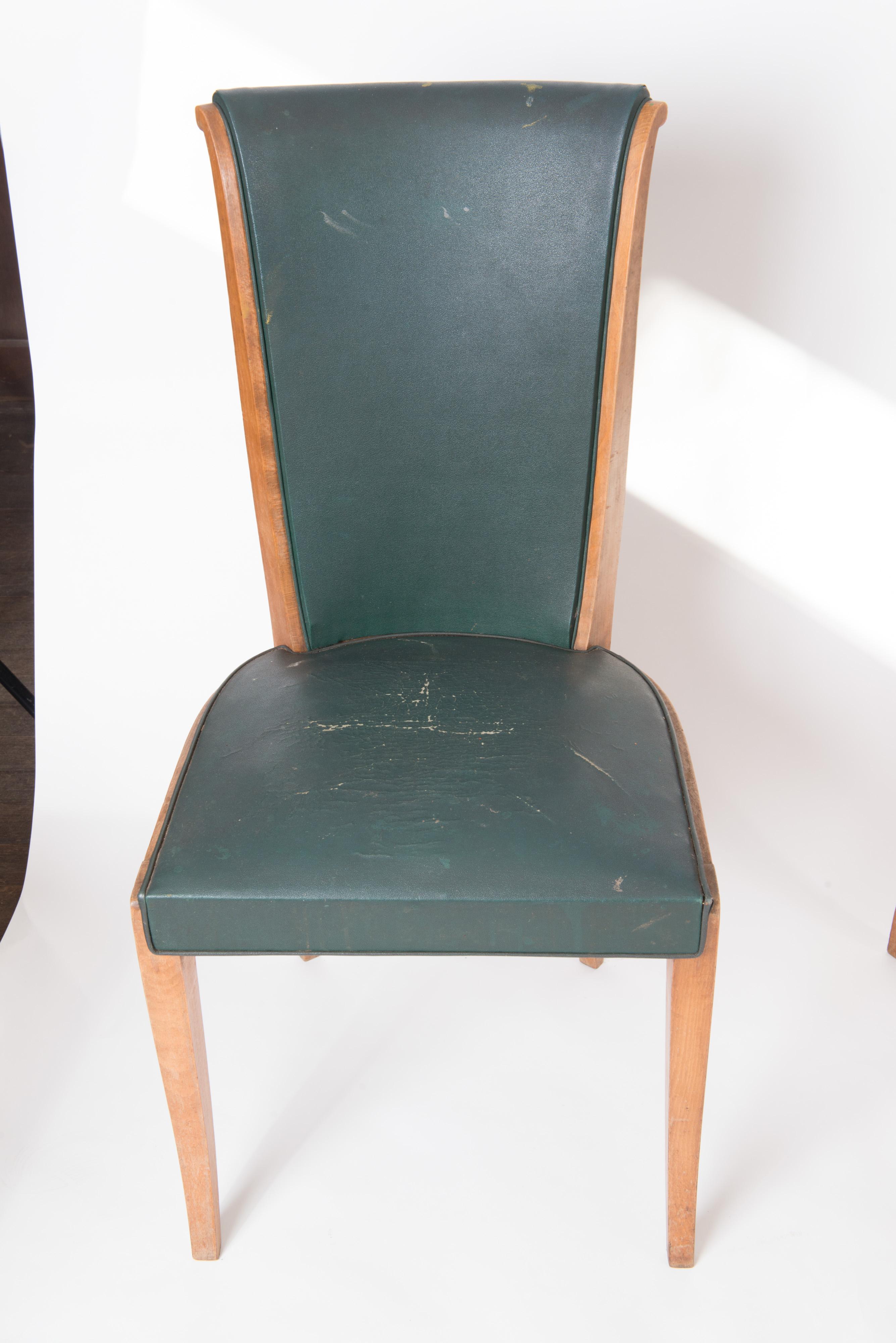 Set of Six French 1950s Dining Chairs, Green 4