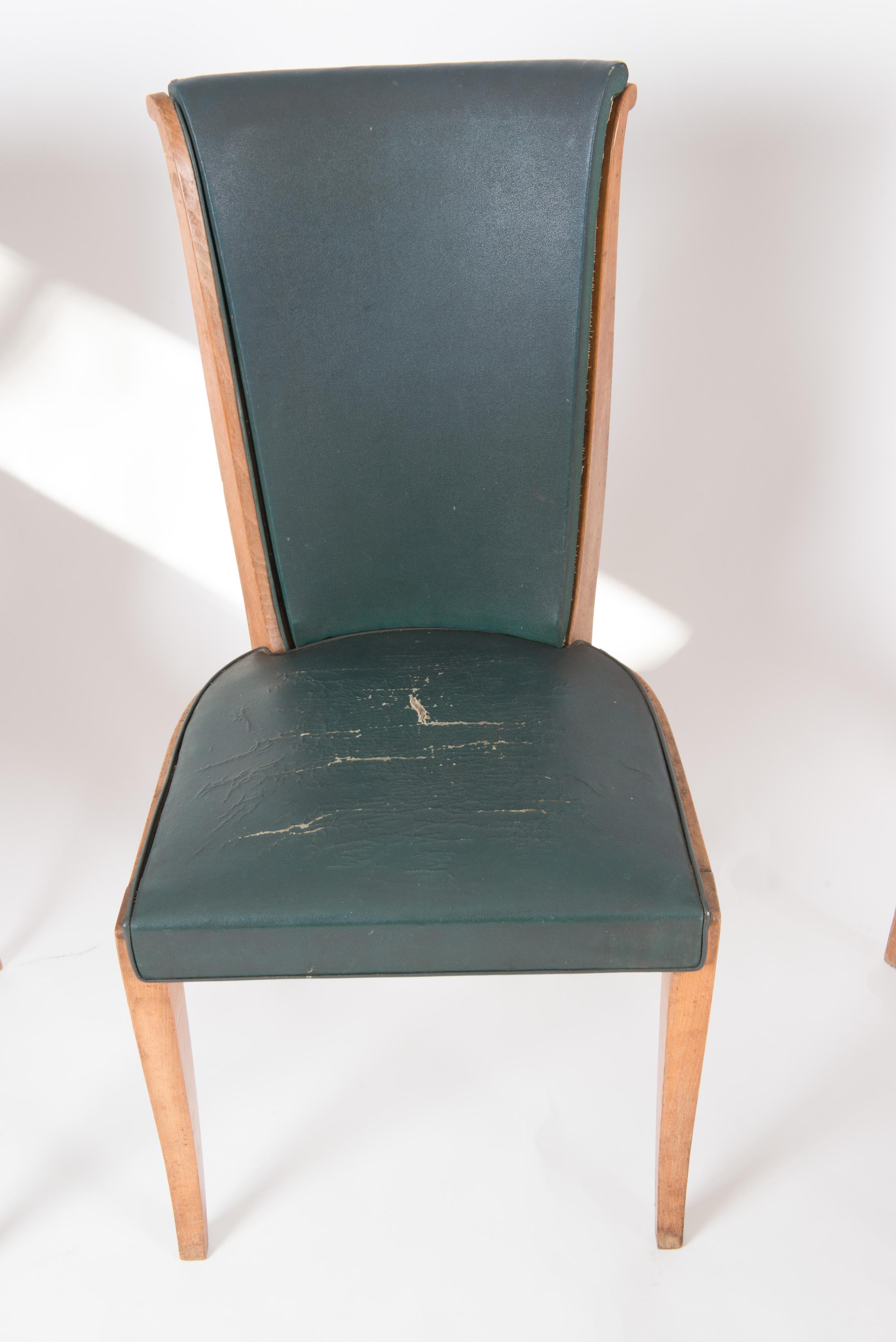 Set of Six French 1950s Dining Chairs, Green 5