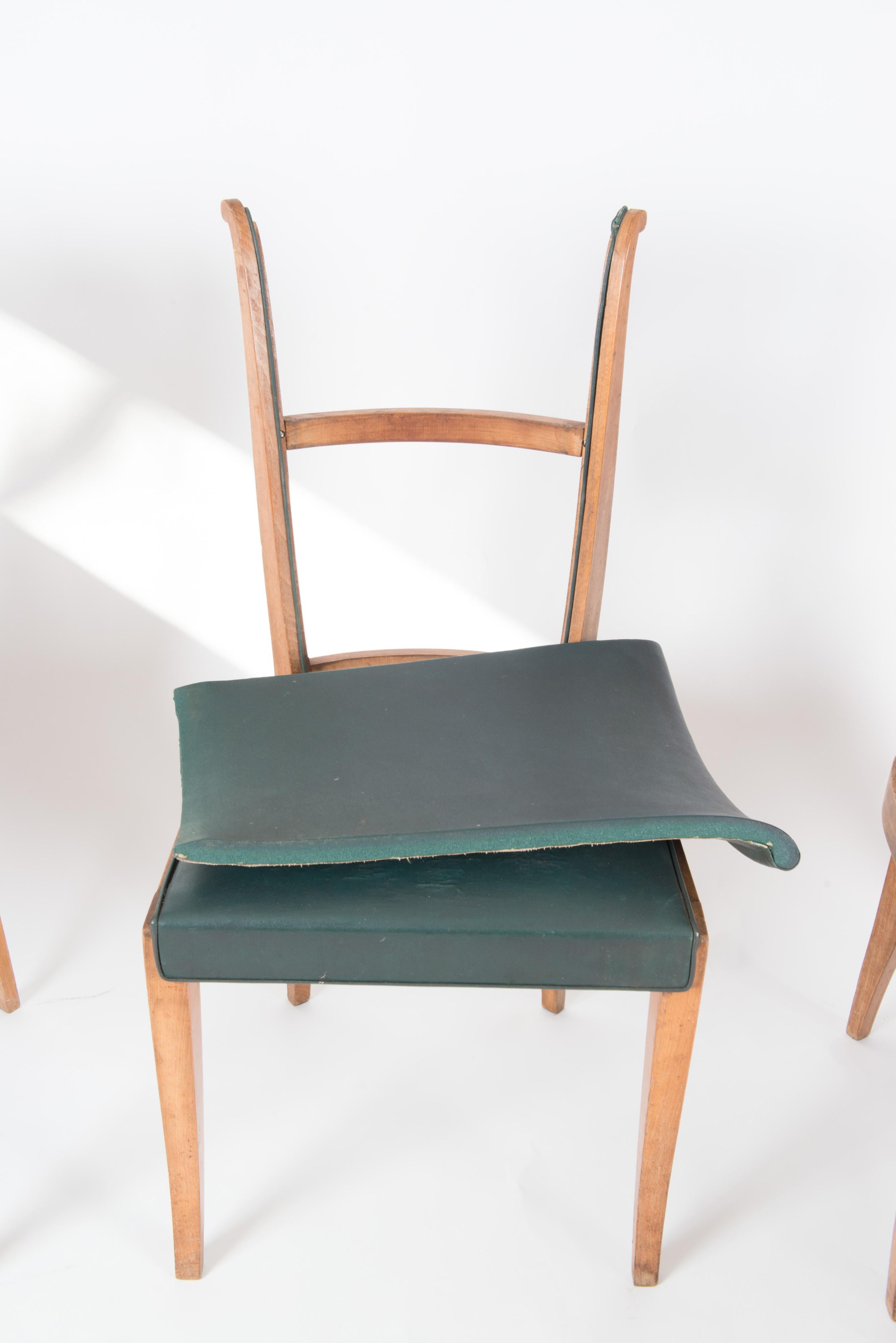 Set of Six French 1950s Dining Chairs, Green 7