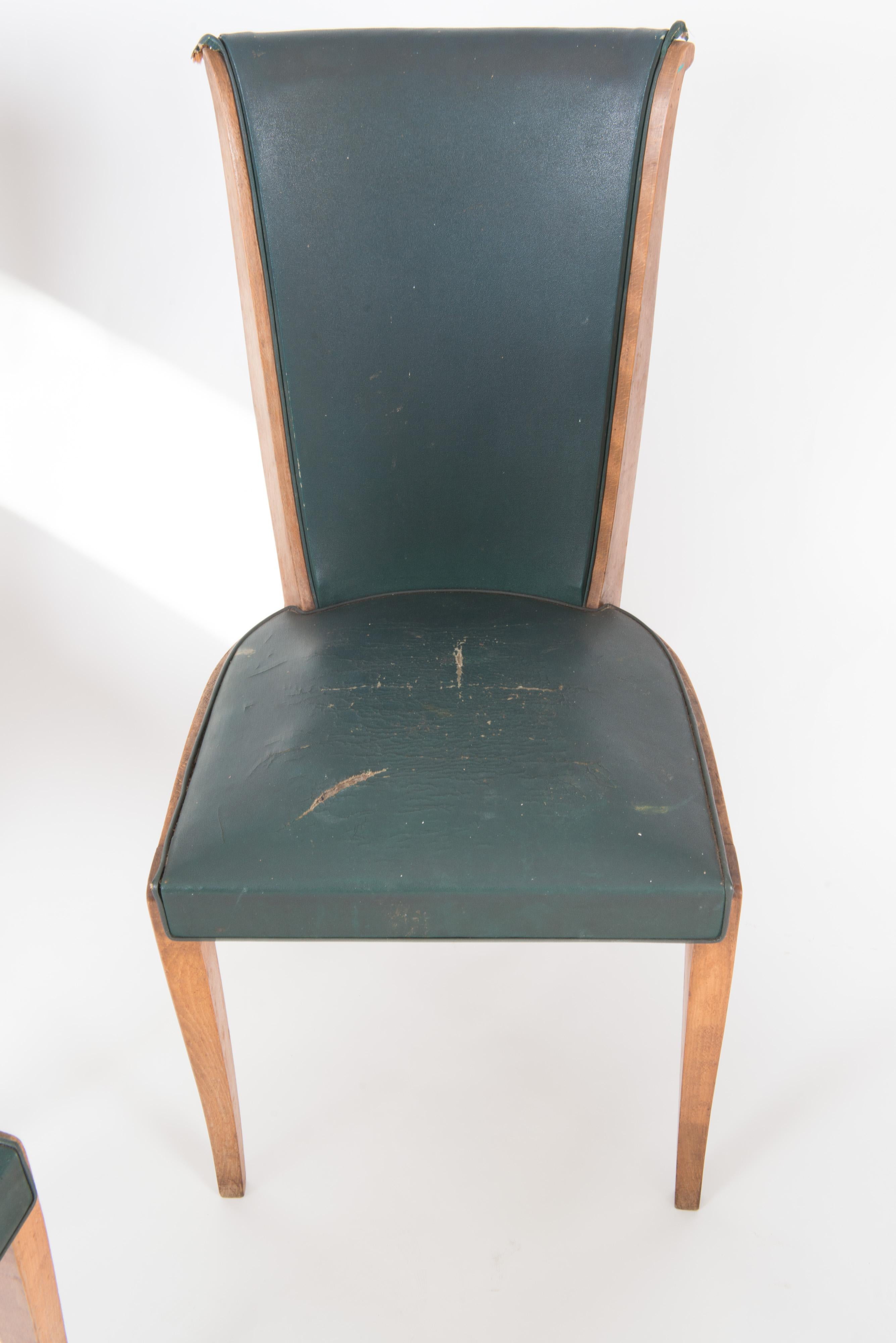 Set of Six French 1950s Dining Chairs, Green 8