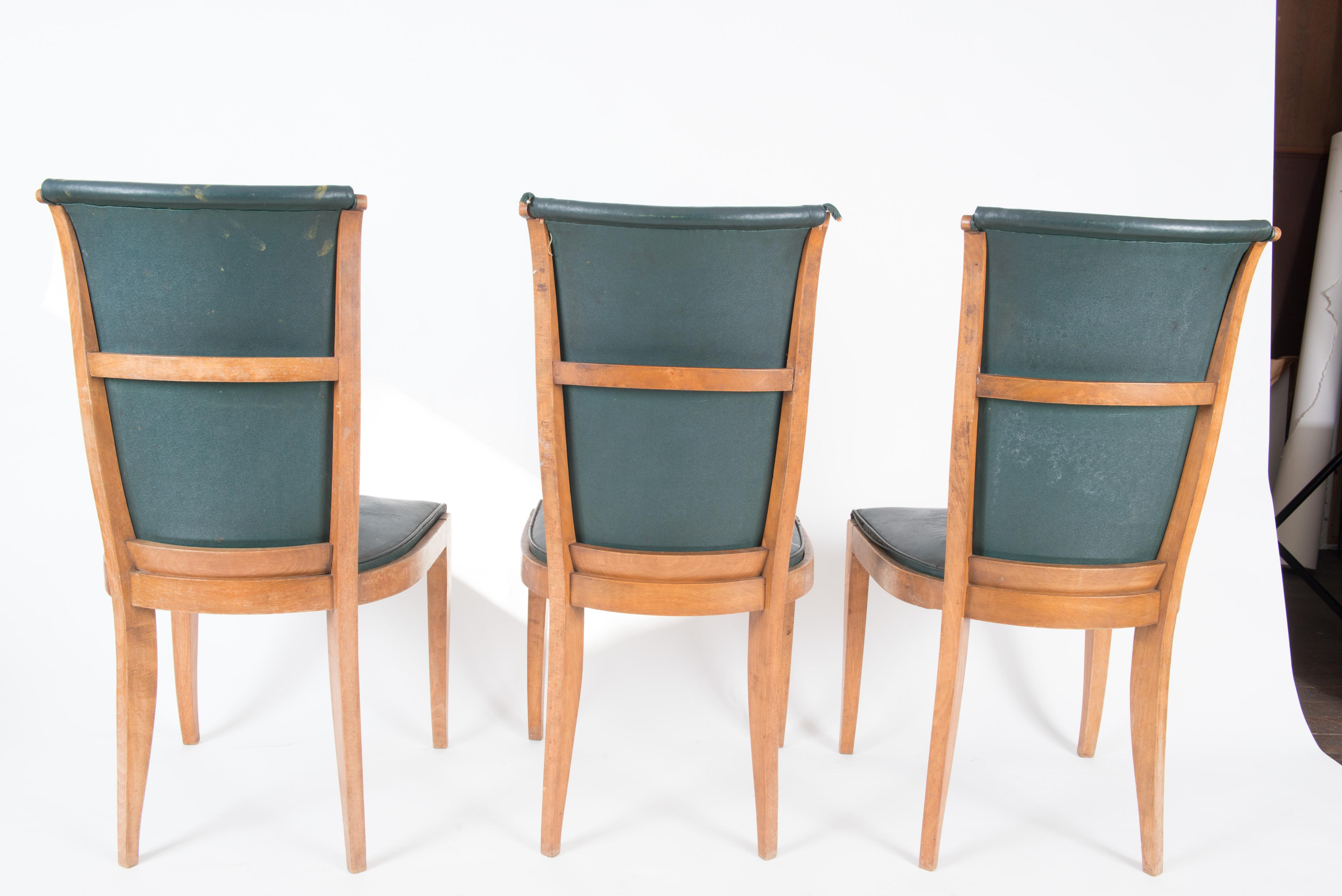 Set of Six French 1950s Dining Chairs, Green 9