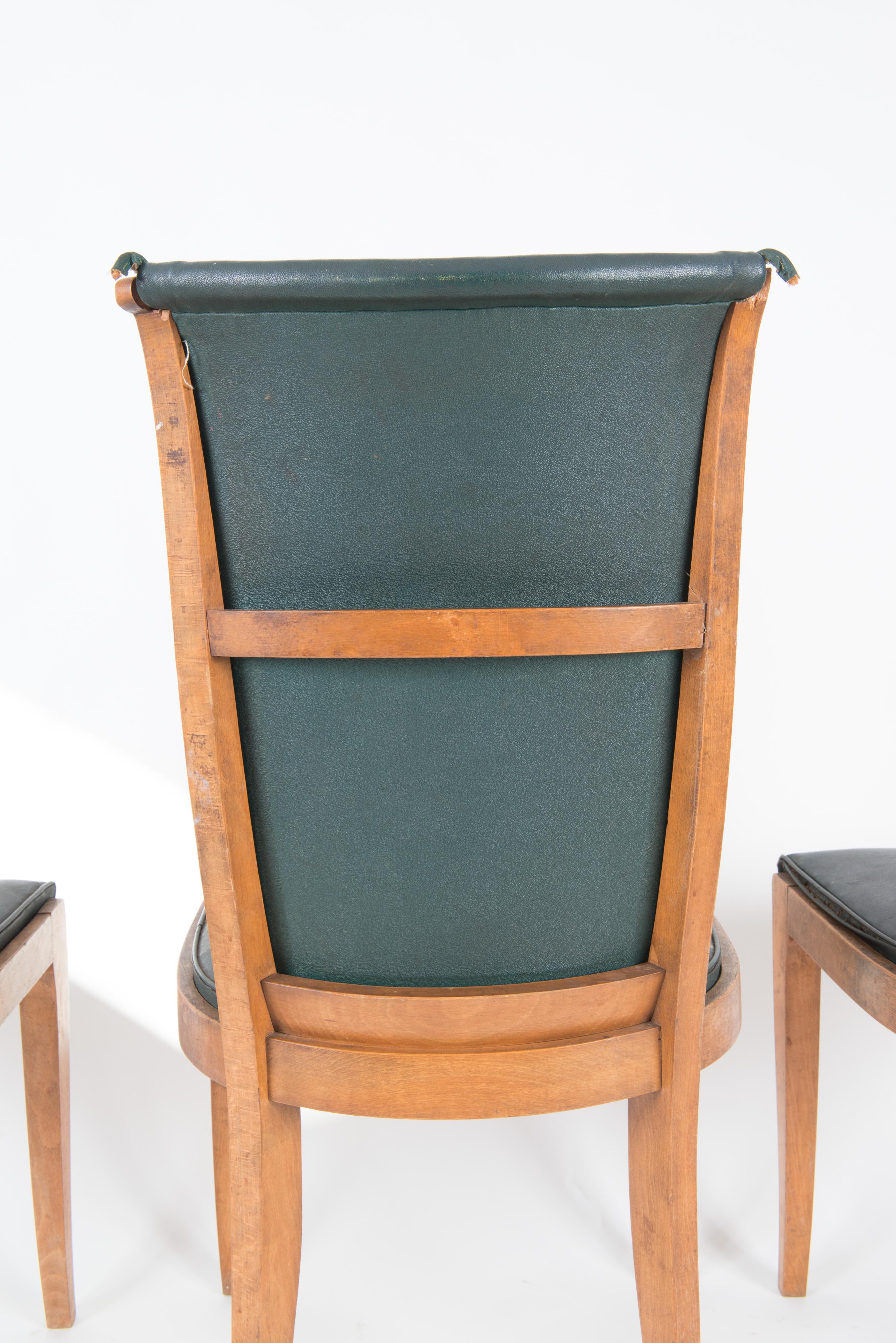 Set of Six French 1950s Dining Chairs, Green 10