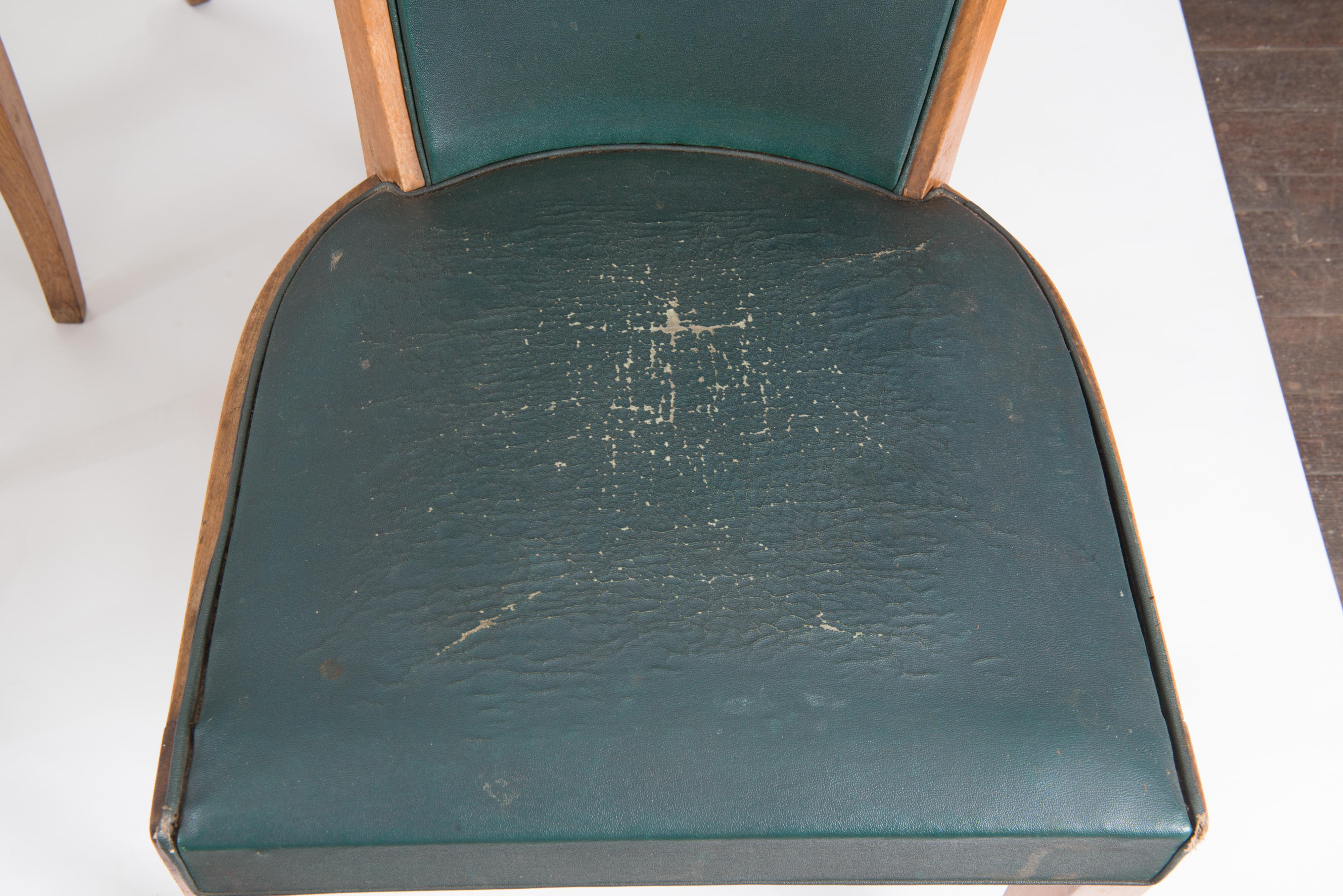 Mid-20th Century Set of Six French 1950s Dining Chairs, Green