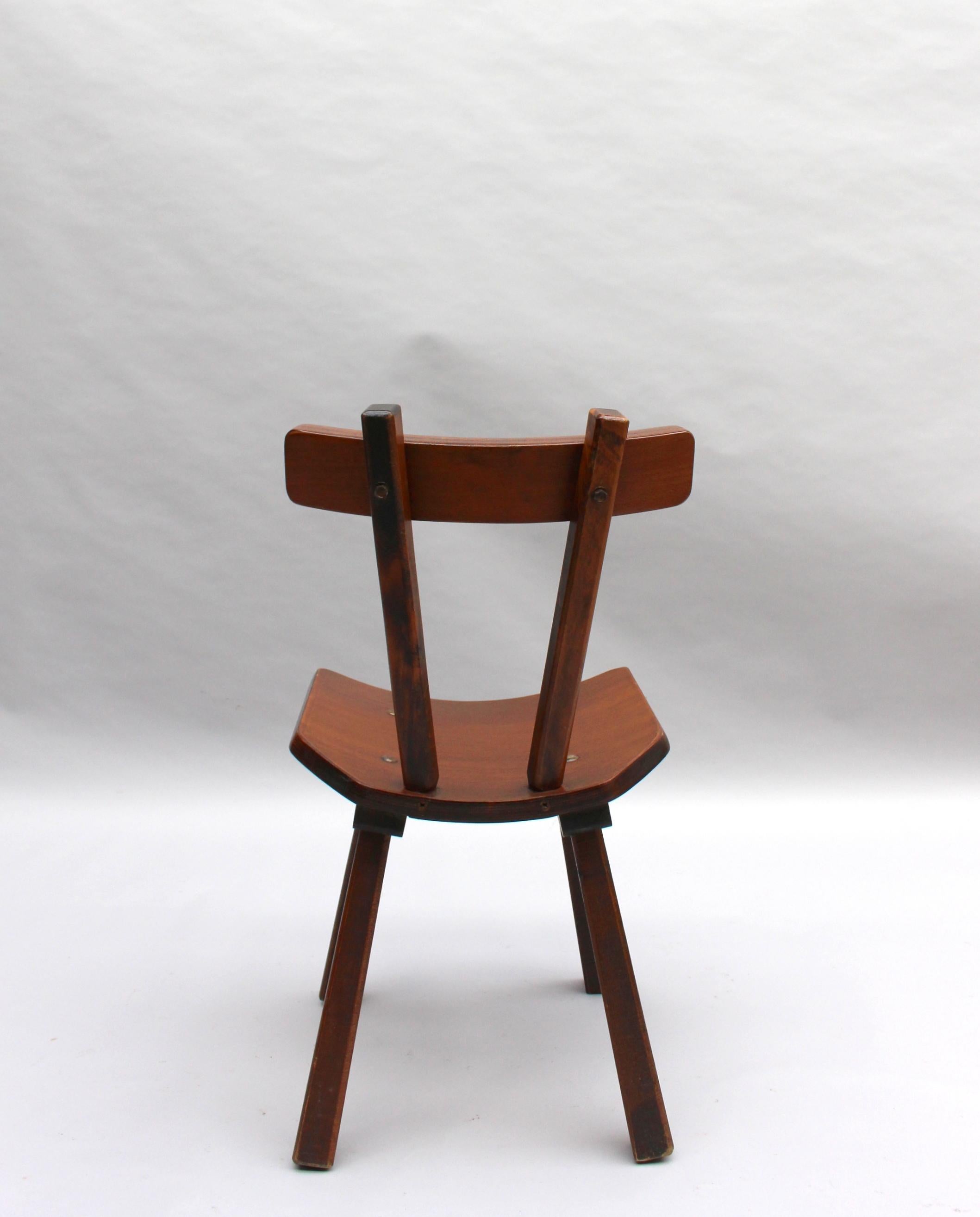 Set of Six French 1960s Solid and Laminated Wood Chairs 2