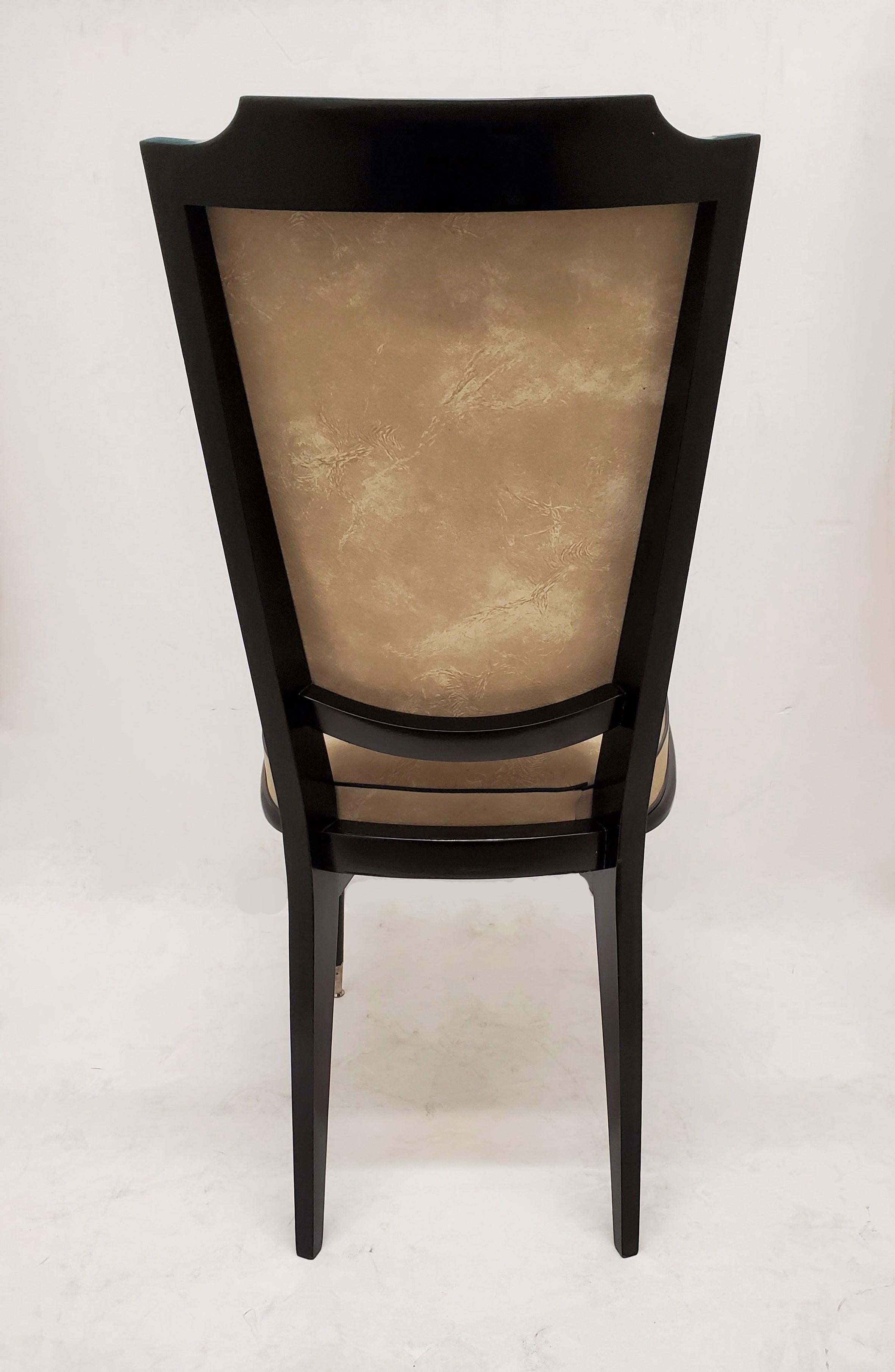 Set of Six French 1970's Ebonized and Lacquered Chairs For Sale 8