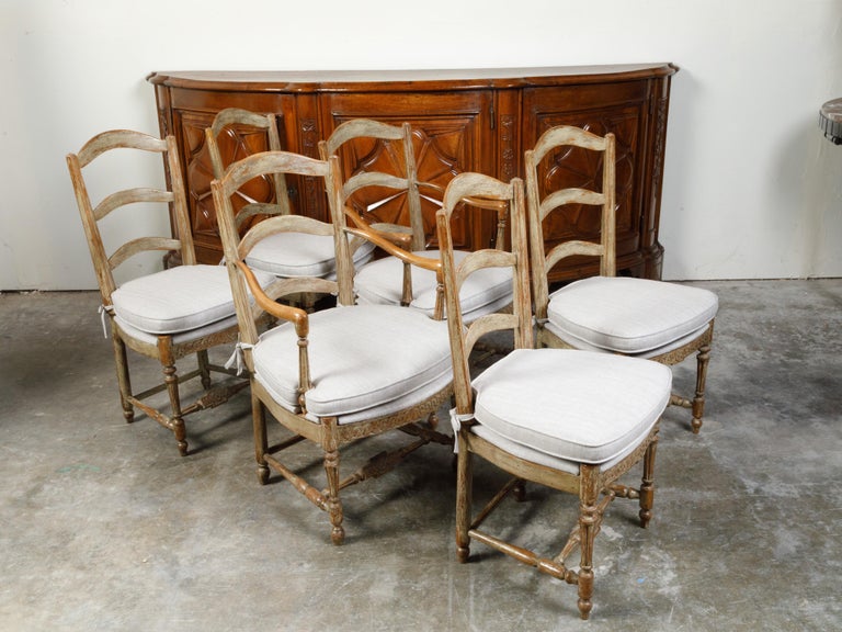 Set of Six French 19th Century Dining Room Chairs with Carved Guilloches Friezes For Sale 9