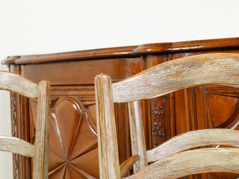 Set of Six French 19th Century Dining Room Chairs with Carved Guilloches Friezes For Sale 3