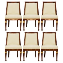 set of six French 19th century Empire St. Mahogany and Ormolu dining chairs