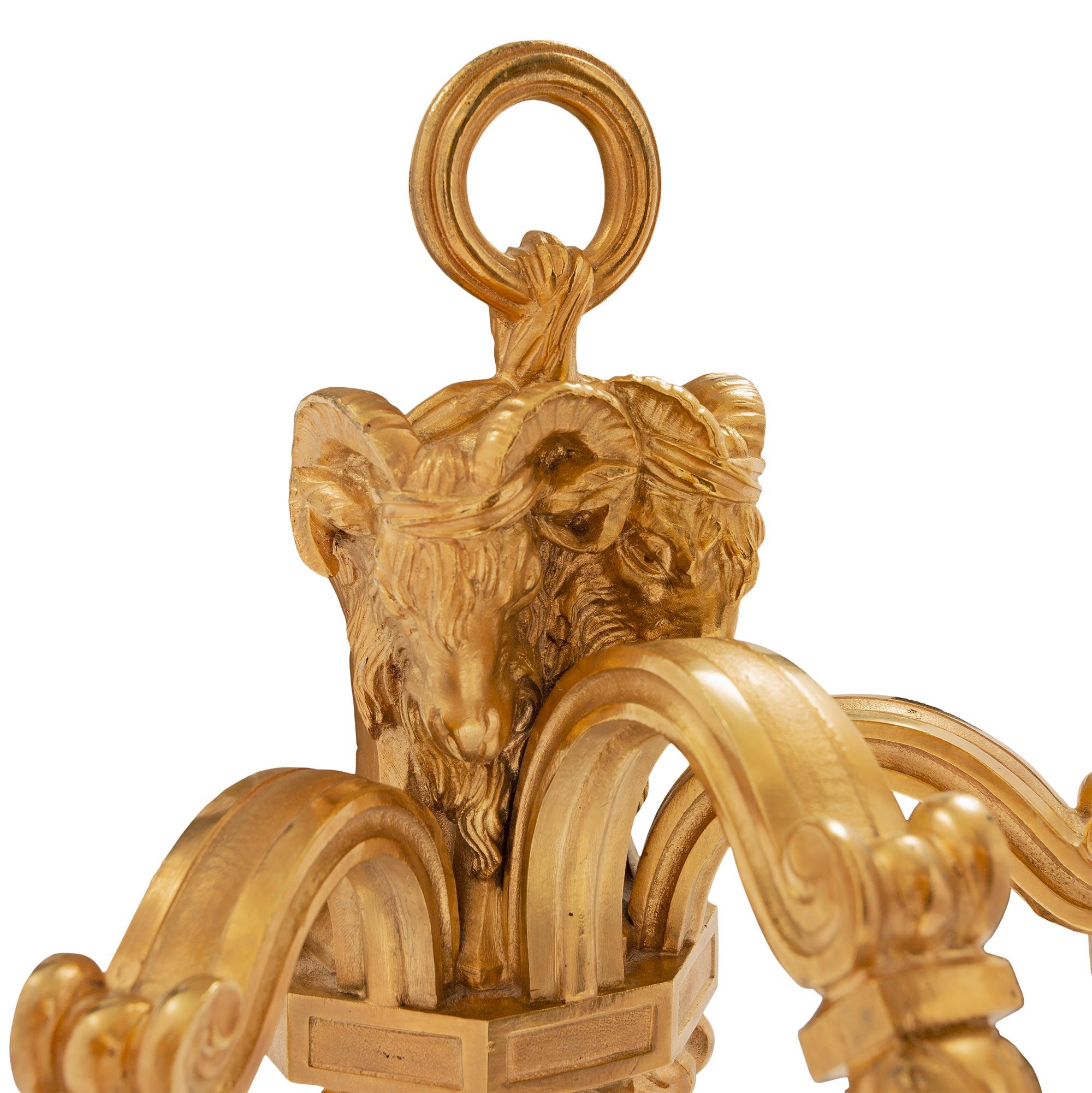 Set of Six French, 19th Century Louis XVI Style Ormolu Sconces For Sale 3