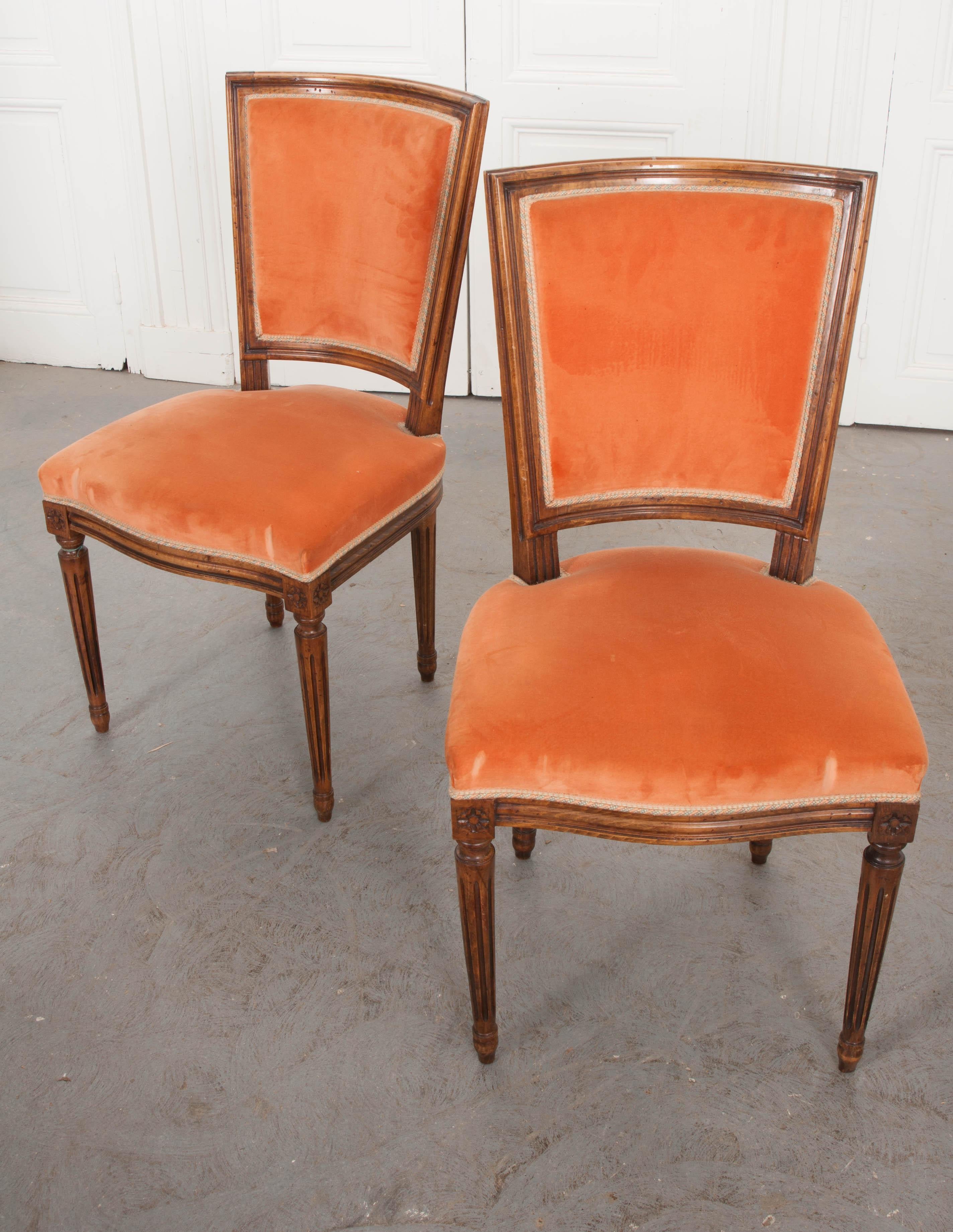 Set of Six French 19th Century Louis XVI Style Walnut Side Chairs 7