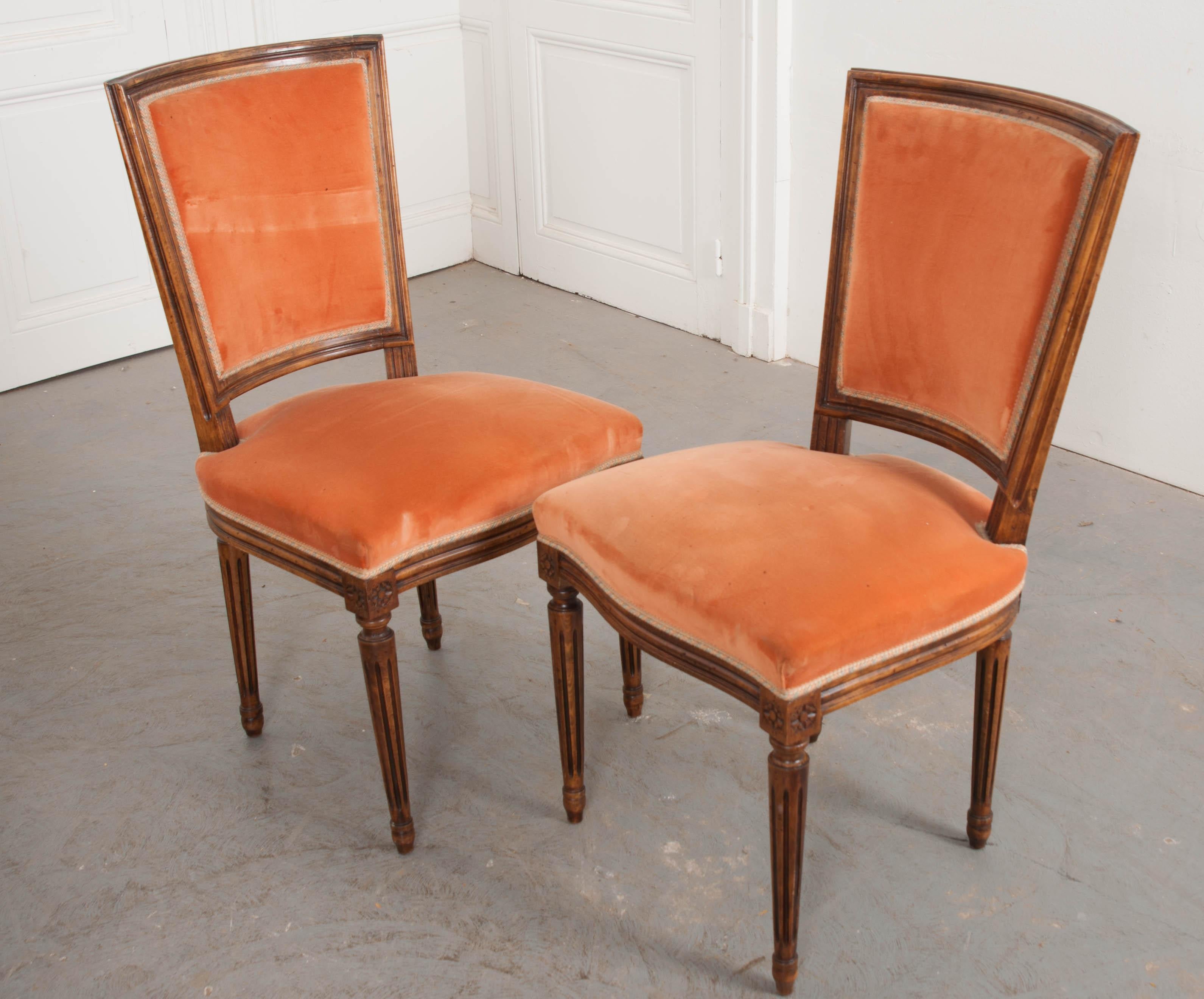Set of Six French 19th Century Louis XVI Style Walnut Side Chairs 8