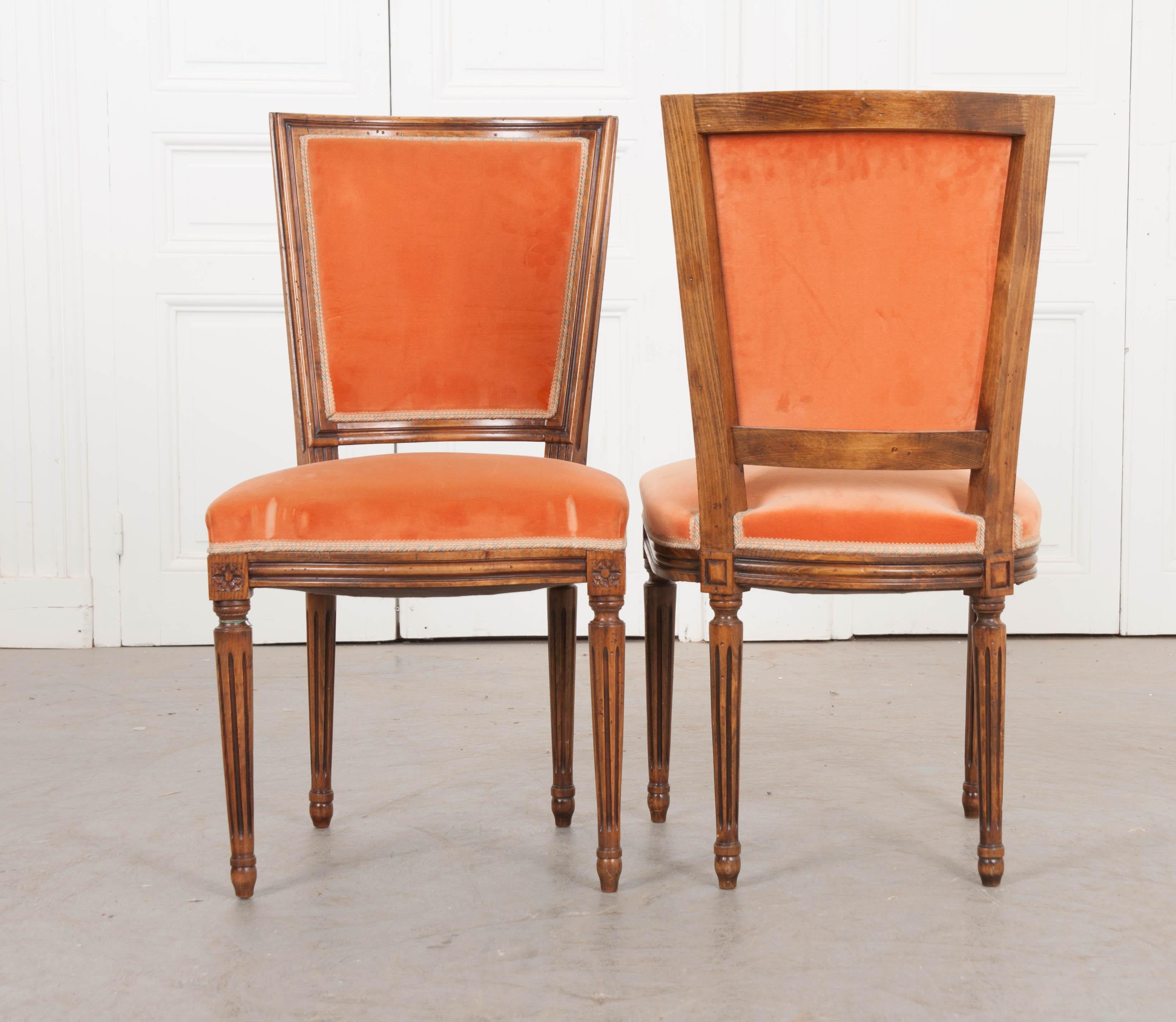 Set of Six French 19th Century Louis XVI Style Walnut Side Chairs 9