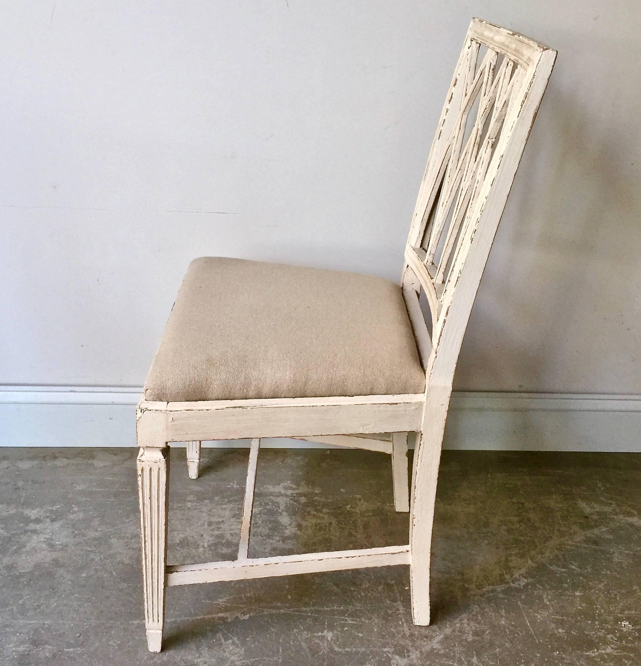 Linen Set of Six French 19th Century Side Chairs