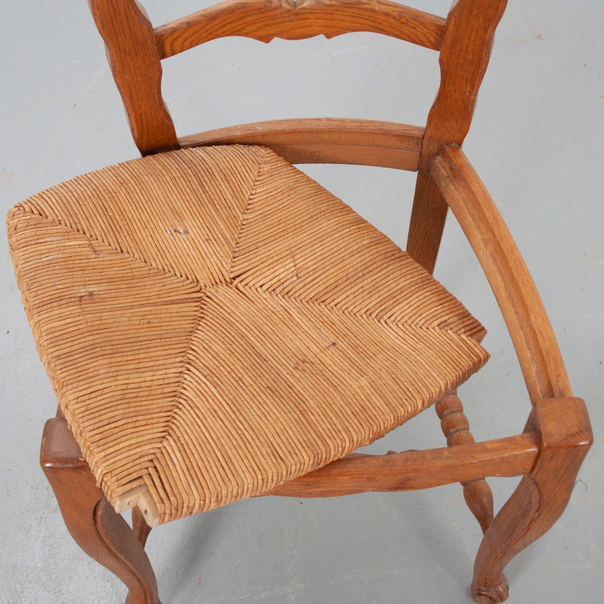 Set of Six French 20th Century Rush Seat Dining Chairs 4