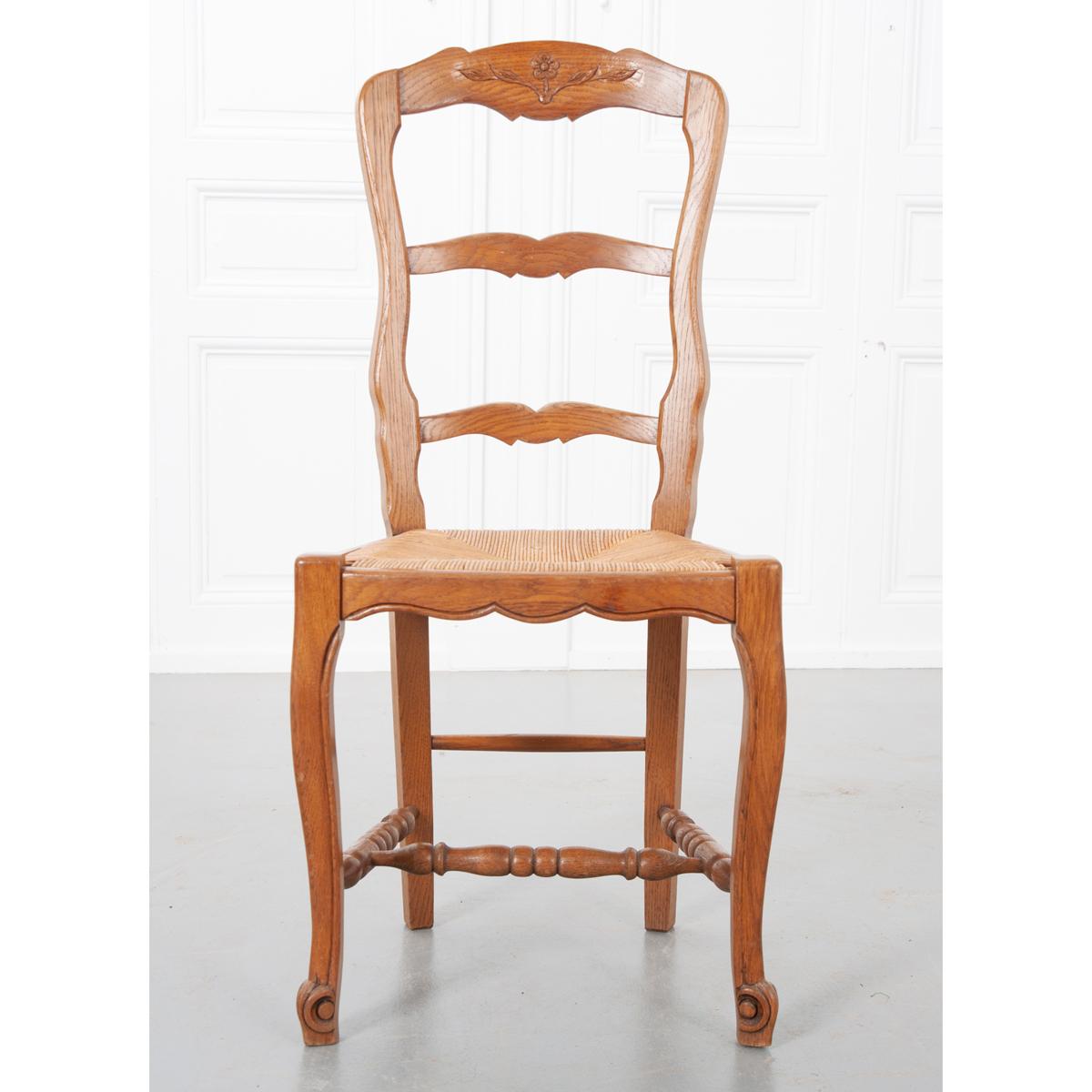 Set of Six French 20th Century Rush Seat Dining Chairs 5