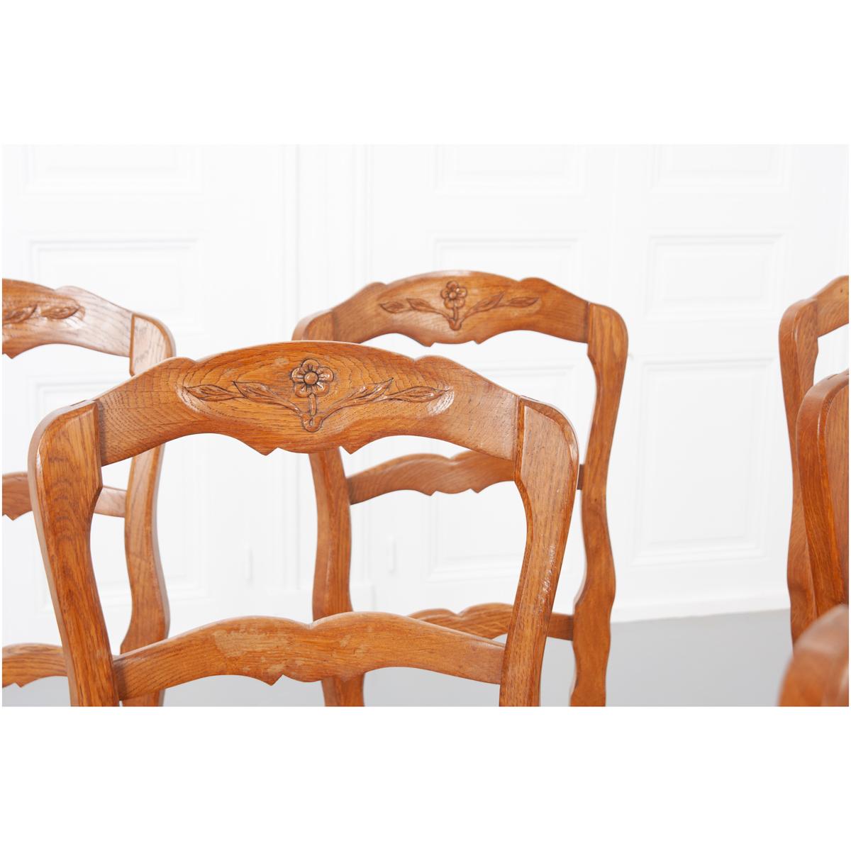 Set of Six French 20th Century Rush Seat Dining Chairs 2