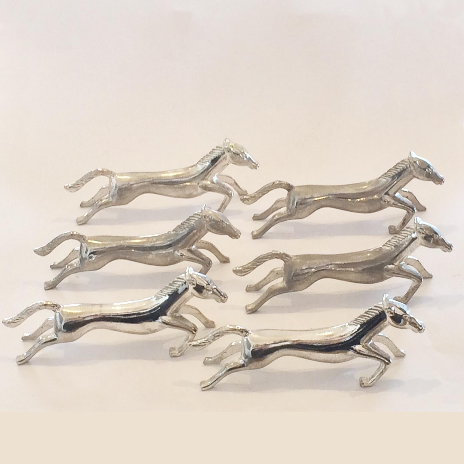 Set of Six French Art Deco Galloping Horse Knife Rests In Good Condition For Sale In Daylesford, Victoria