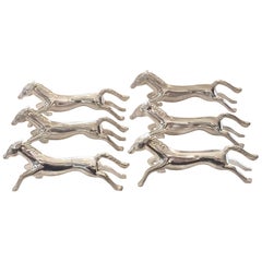 Set of Six French Art Deco Galloping Horse Knife Rests