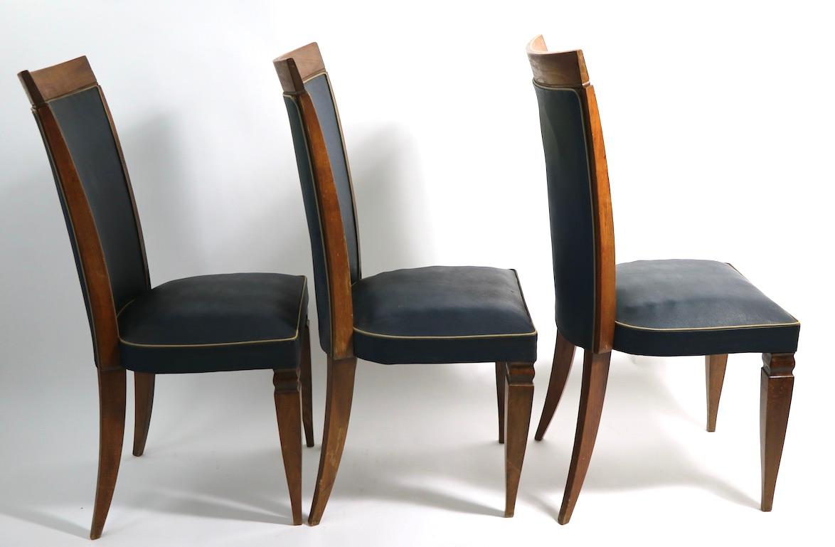 Ensemble de six chaises de salle à manger Art Déco à haut dossier, probablement Gaston Poisson en vente 9