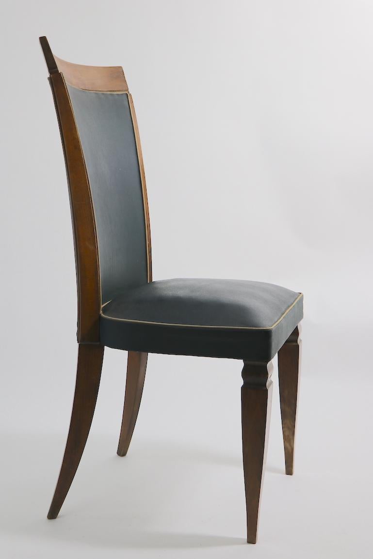 Set of Six French Art Deco High Back Dining Chairs Possibly Gaston Poisson In Good Condition For Sale In New York, NY