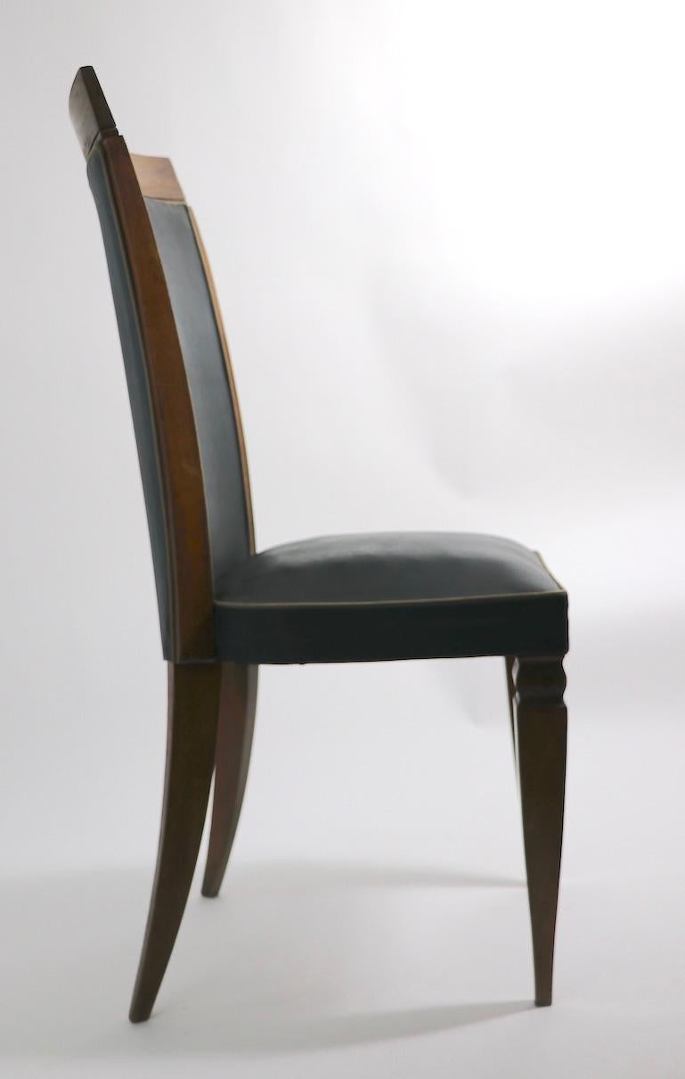 Upholstery Set of Six French Art Deco High Back Dining Chairs Possibly Gaston Poisson For Sale
