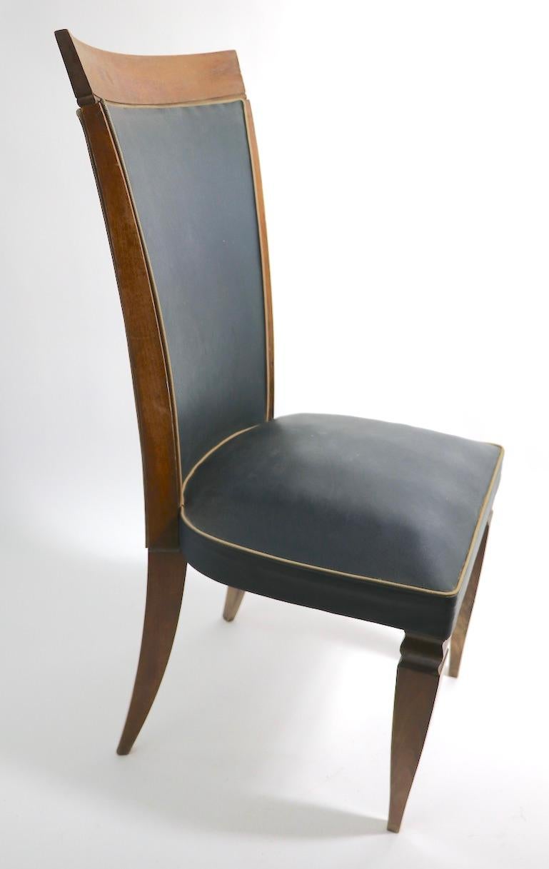 20ième siècle Ensemble de six chaises de salle à manger Art Déco à haut dossier, probablement Gaston Poisson en vente