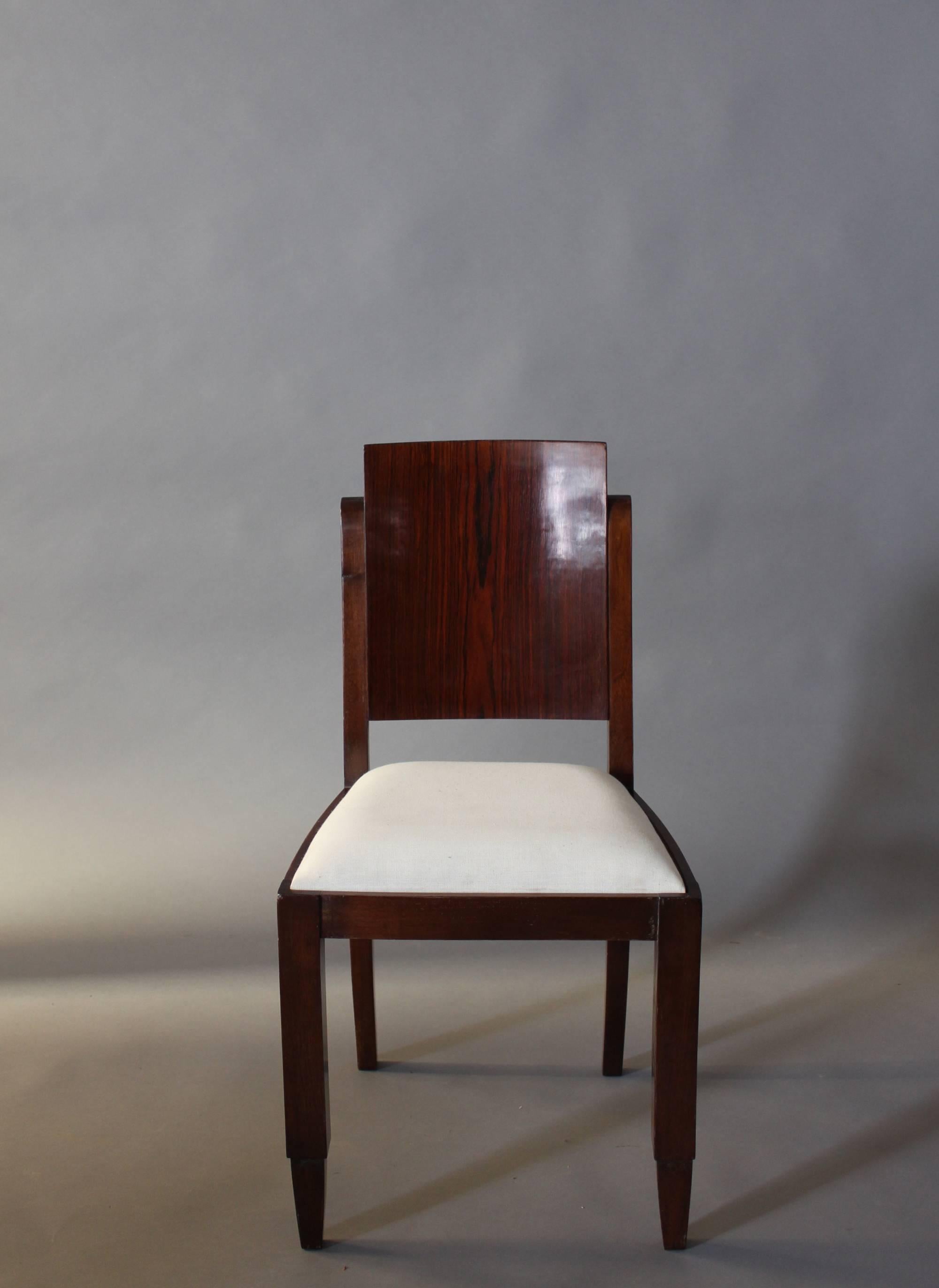 Mid-20th Century Set of Six French Art Deco Rosewood Dining Chairs