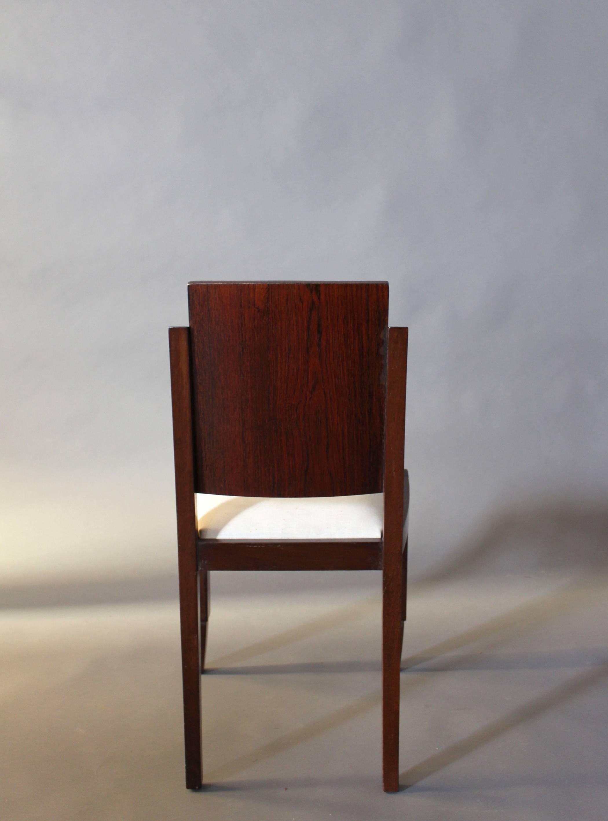 Set of Six French Art Deco Rosewood Dining Chairs 3