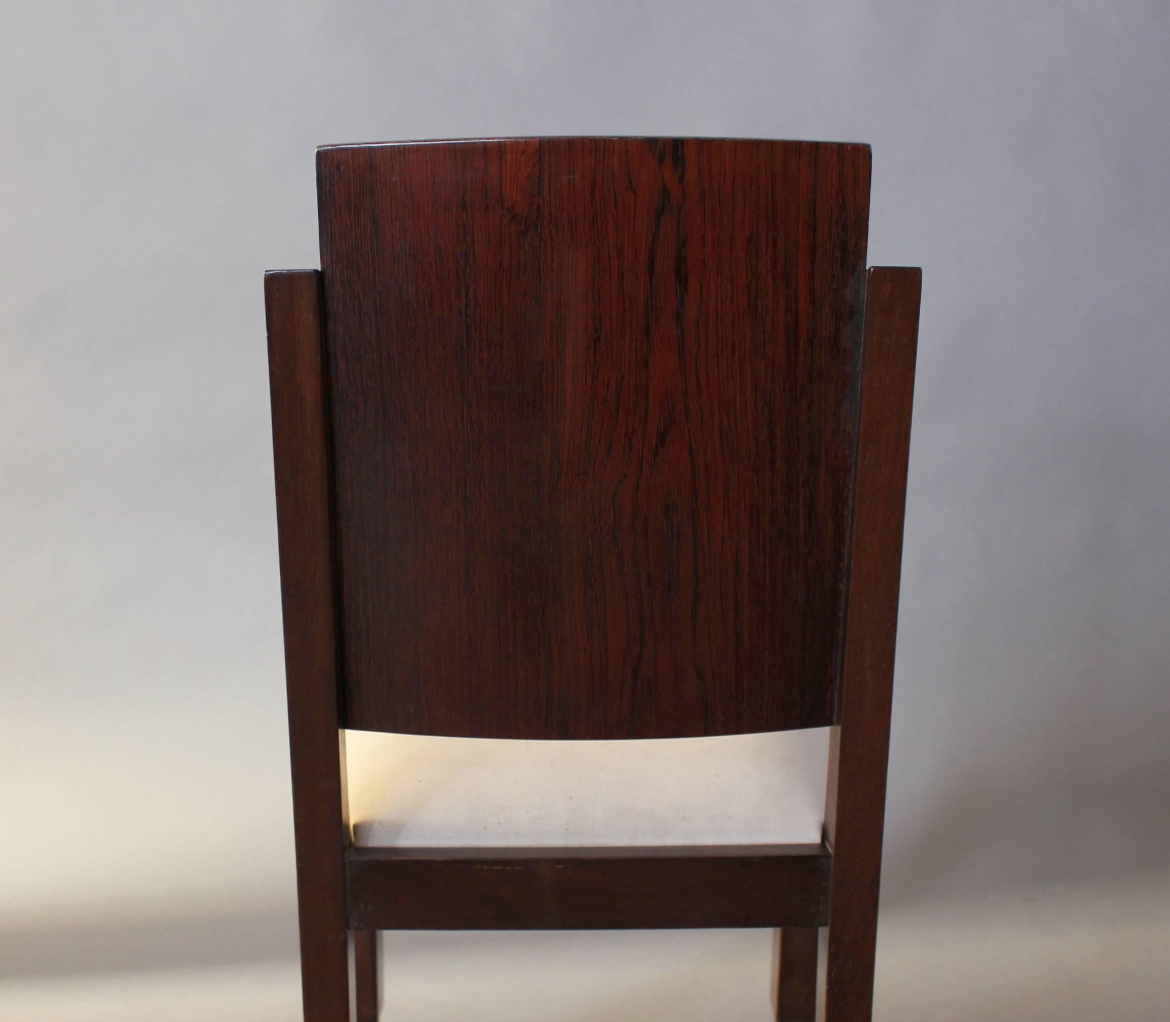 Set of Six French Art Deco Rosewood Dining Chairs 4