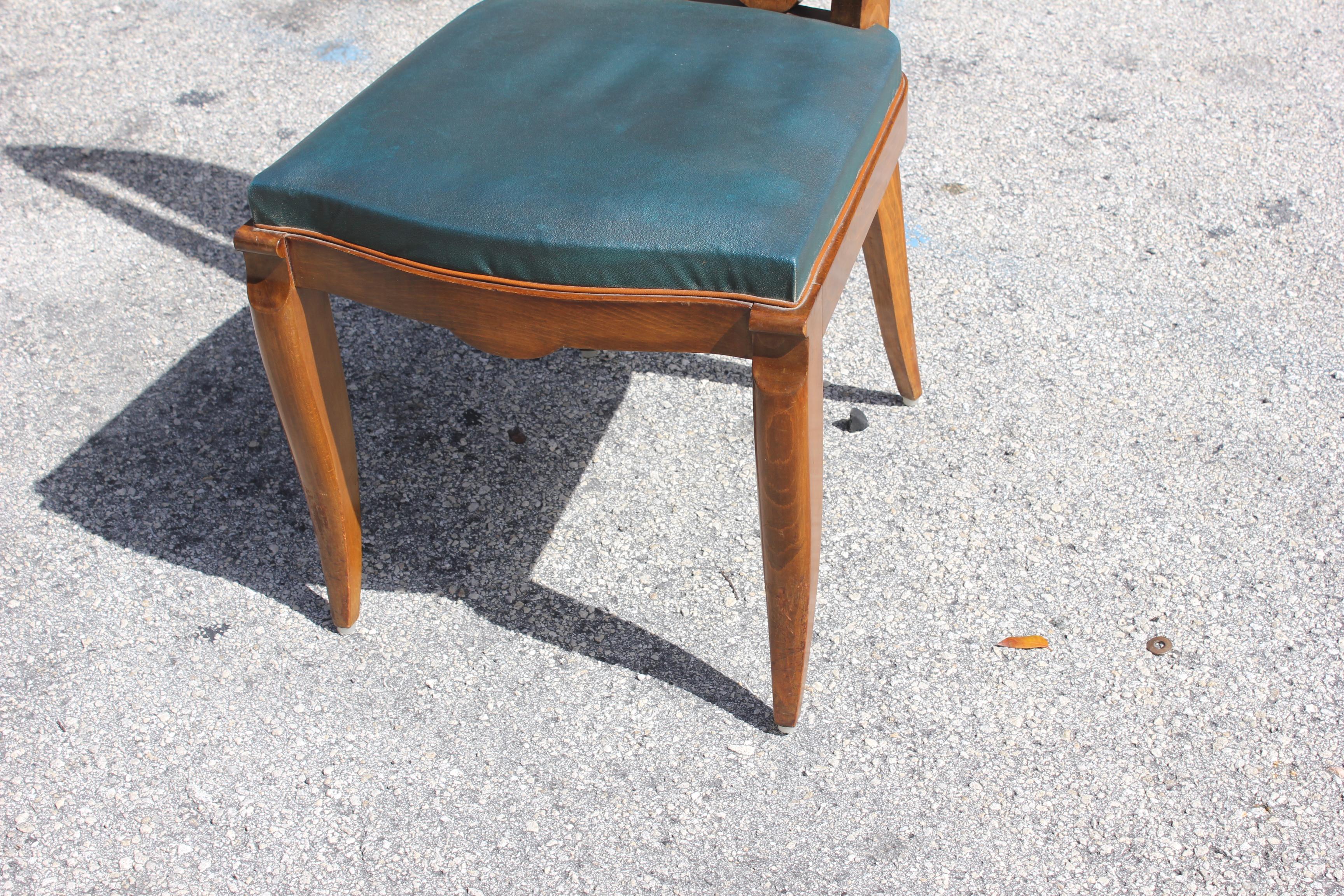 Set of Six French Art Deco Solid Mahogany Dining Chairs by Jules Leleu 8