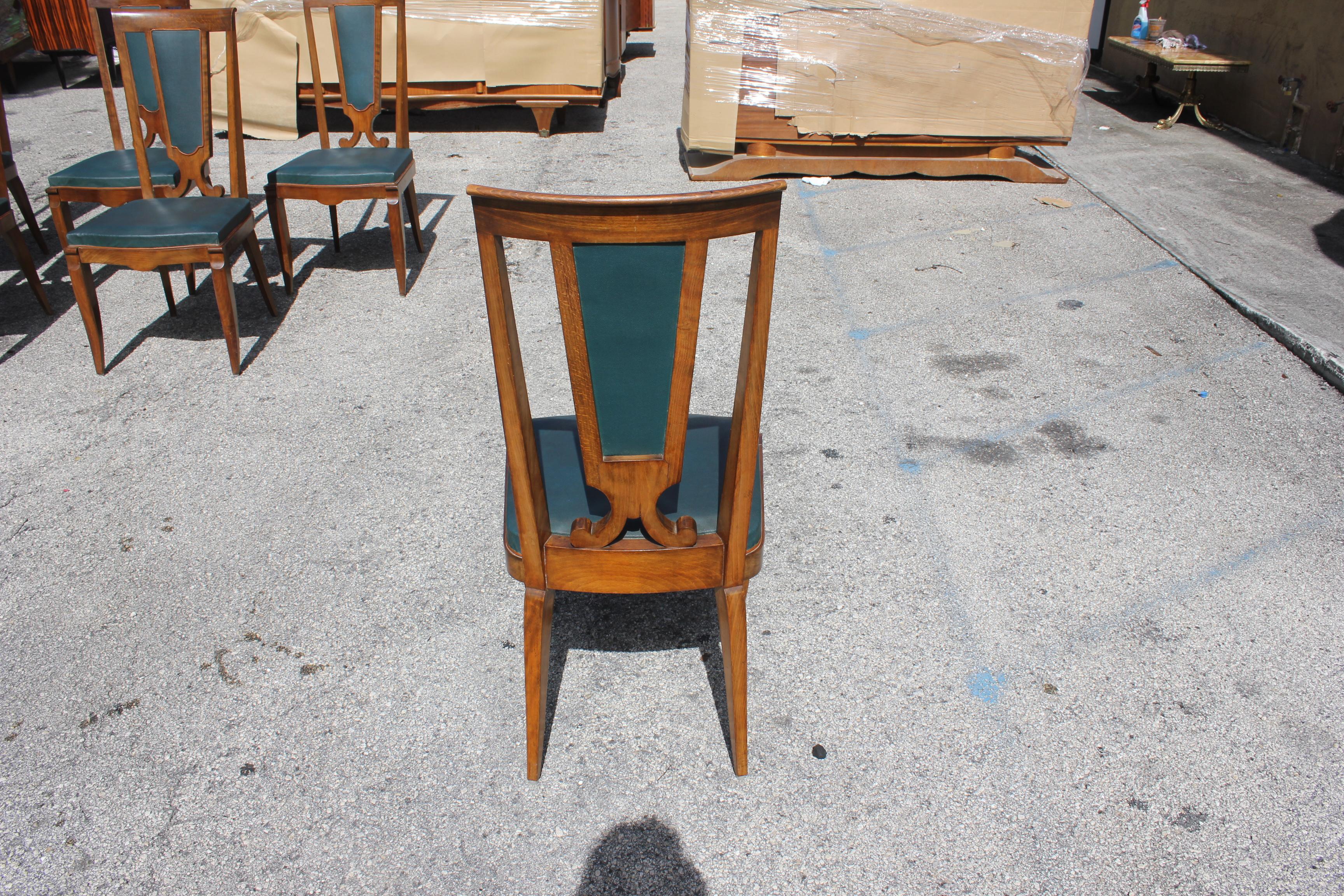 Set of Six French Art Deco Solid Mahogany Dining Chairs by Jules Leleu 9