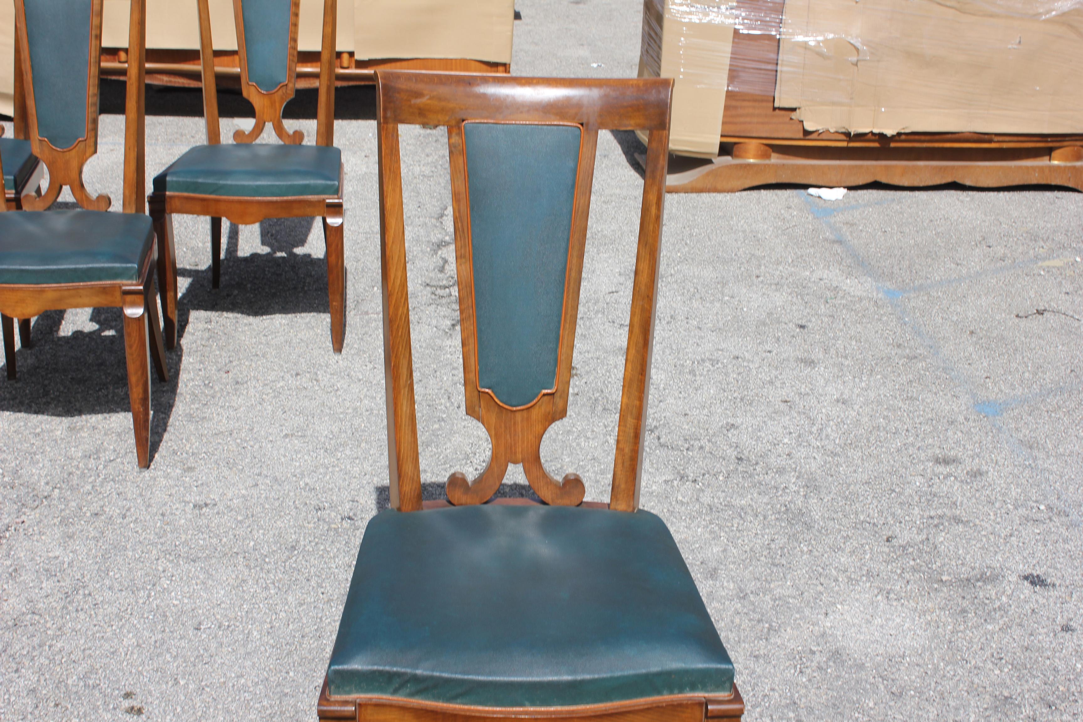 Set of Six French Art Deco Solid Mahogany Dining Chairs by Jules Leleu 12