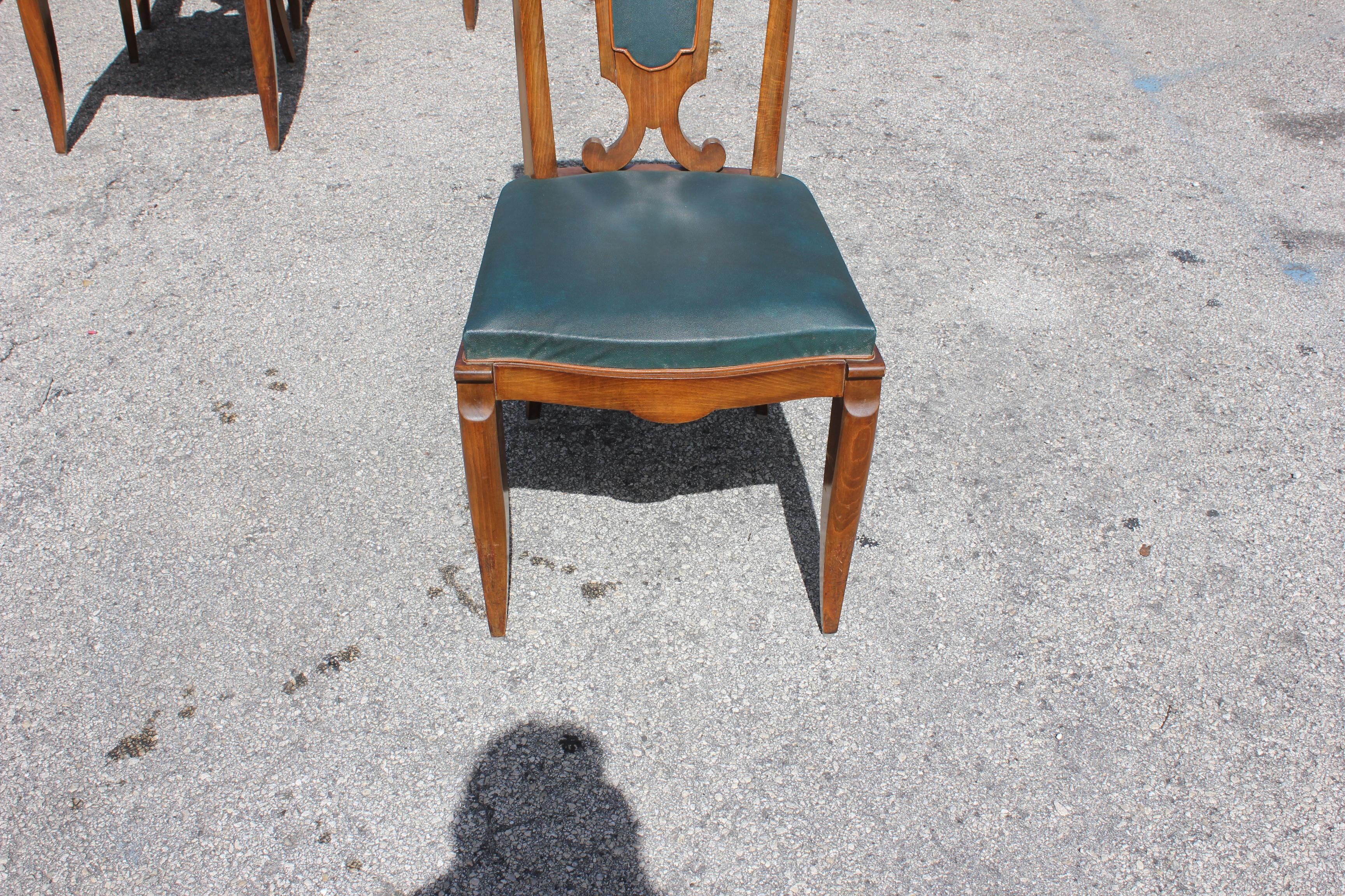 Set of Six French Art Deco Solid Mahogany Dining Chairs by Jules Leleu 13