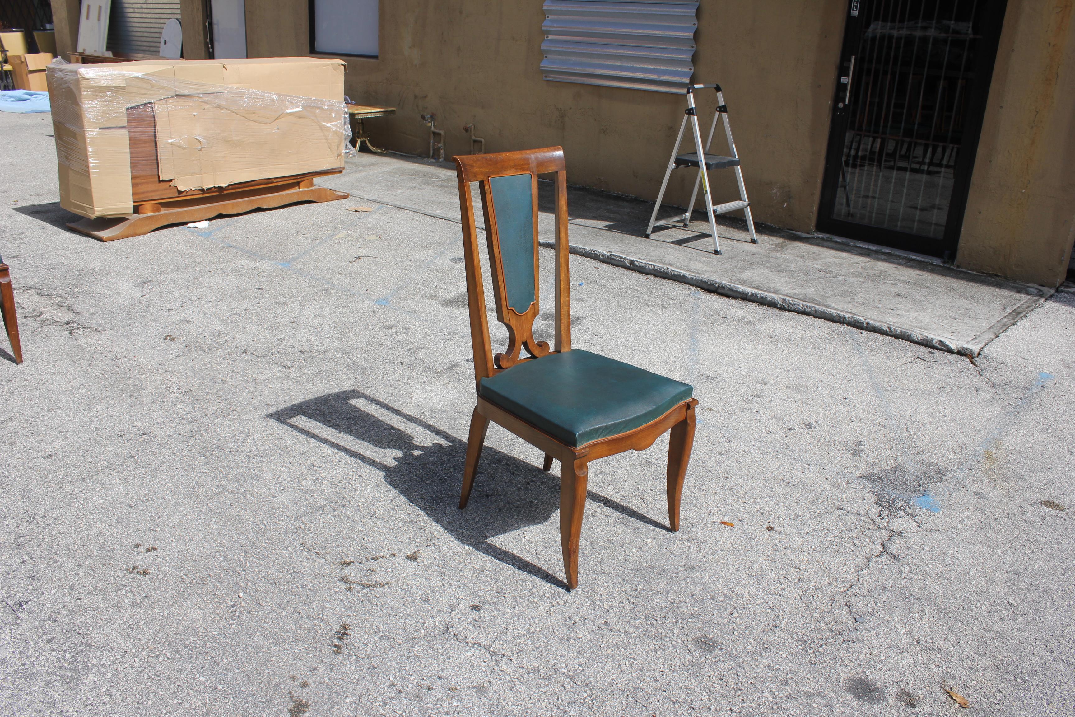 Set of Six French Art Deco Solid Mahogany Dining Chairs by Jules Leleu 14