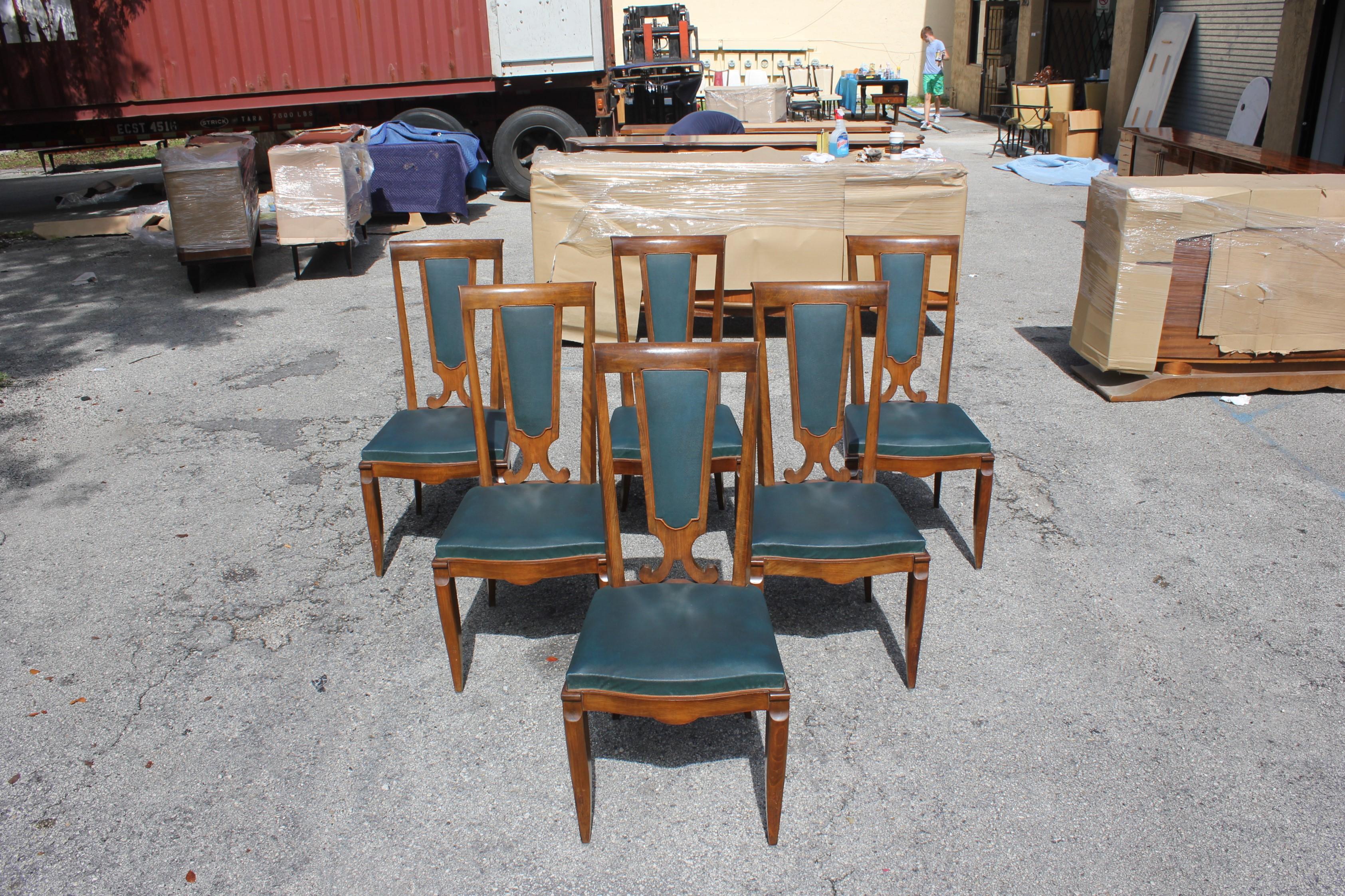 Set of Six French Art Deco Solid Mahogany Dining Chairs by Jules Leleu 5