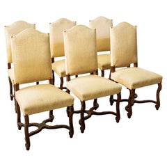 Set of Six French Ash Fluted Mutton Leg Dining Chairs or Side Chairs