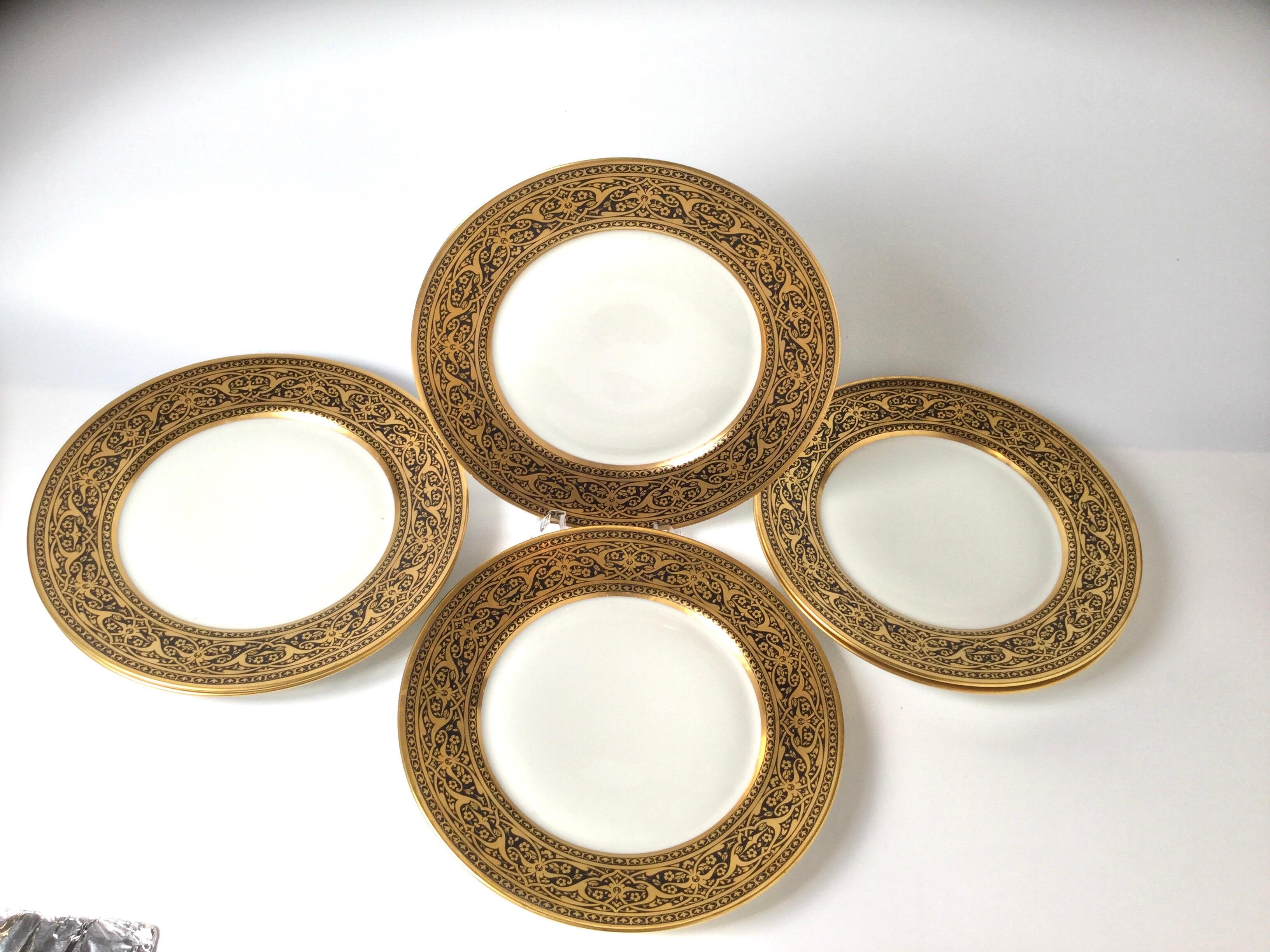 Set of Six French Black and Gold Service Plates 1