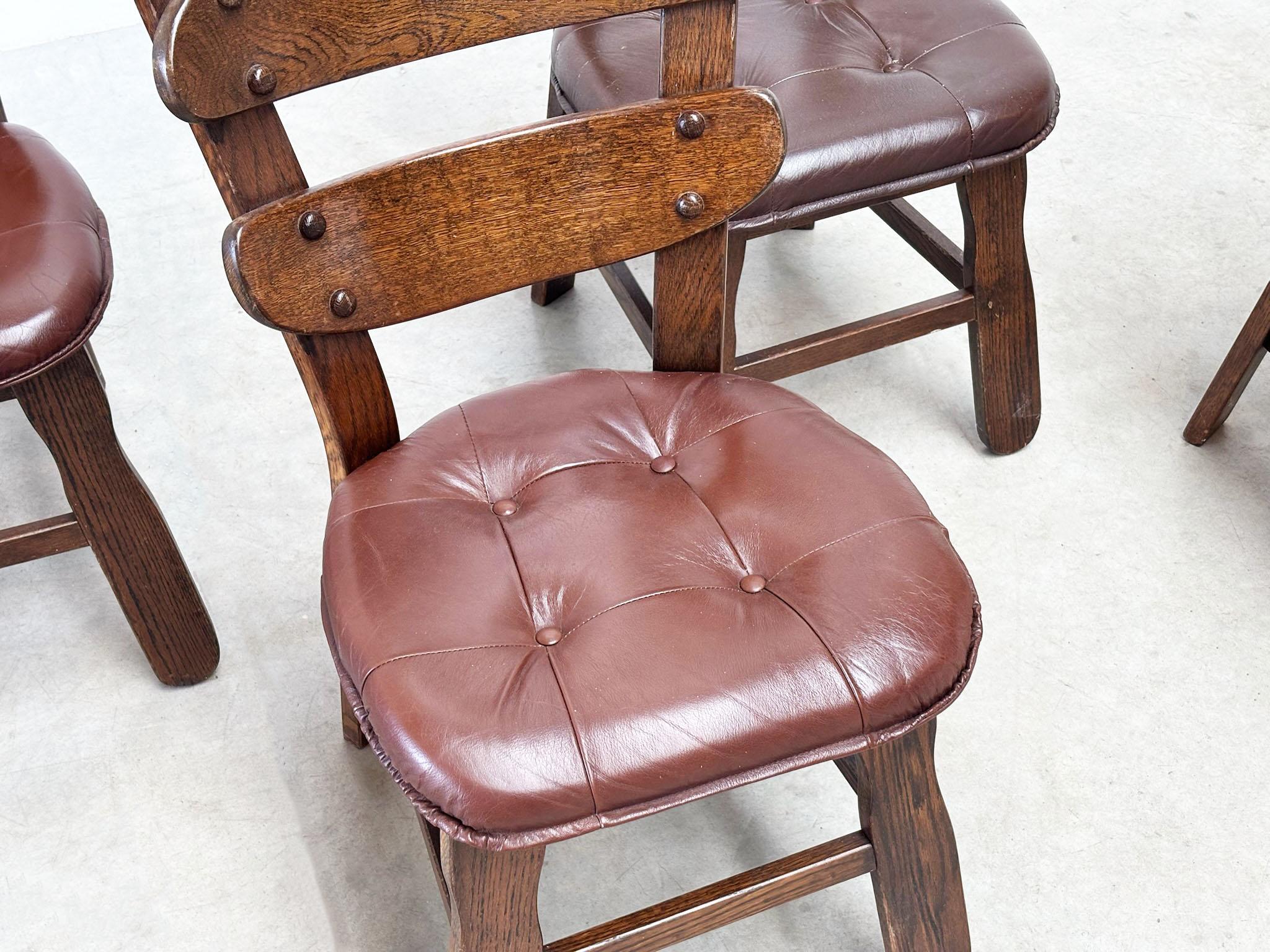 Set di sei sedie da pranzo brutaliste francesi in vendita 4