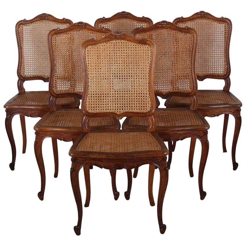 Set of Six French Caned Chairs
