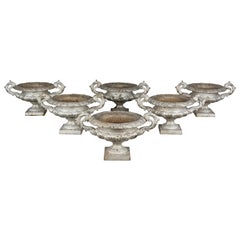 Set of Six French Cast Iron Urns or Vases Set of Six French Cast Iron Urns or Vases