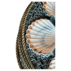 Set of Six French Ceramic Oyster Plates