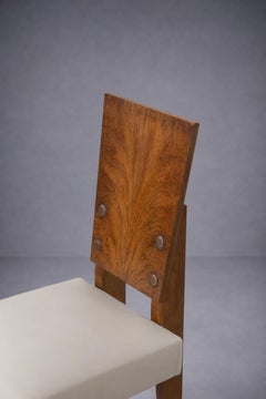 Ensemble de six chaises françaises d'Andre' Sornay avec sièges en cuir blanc