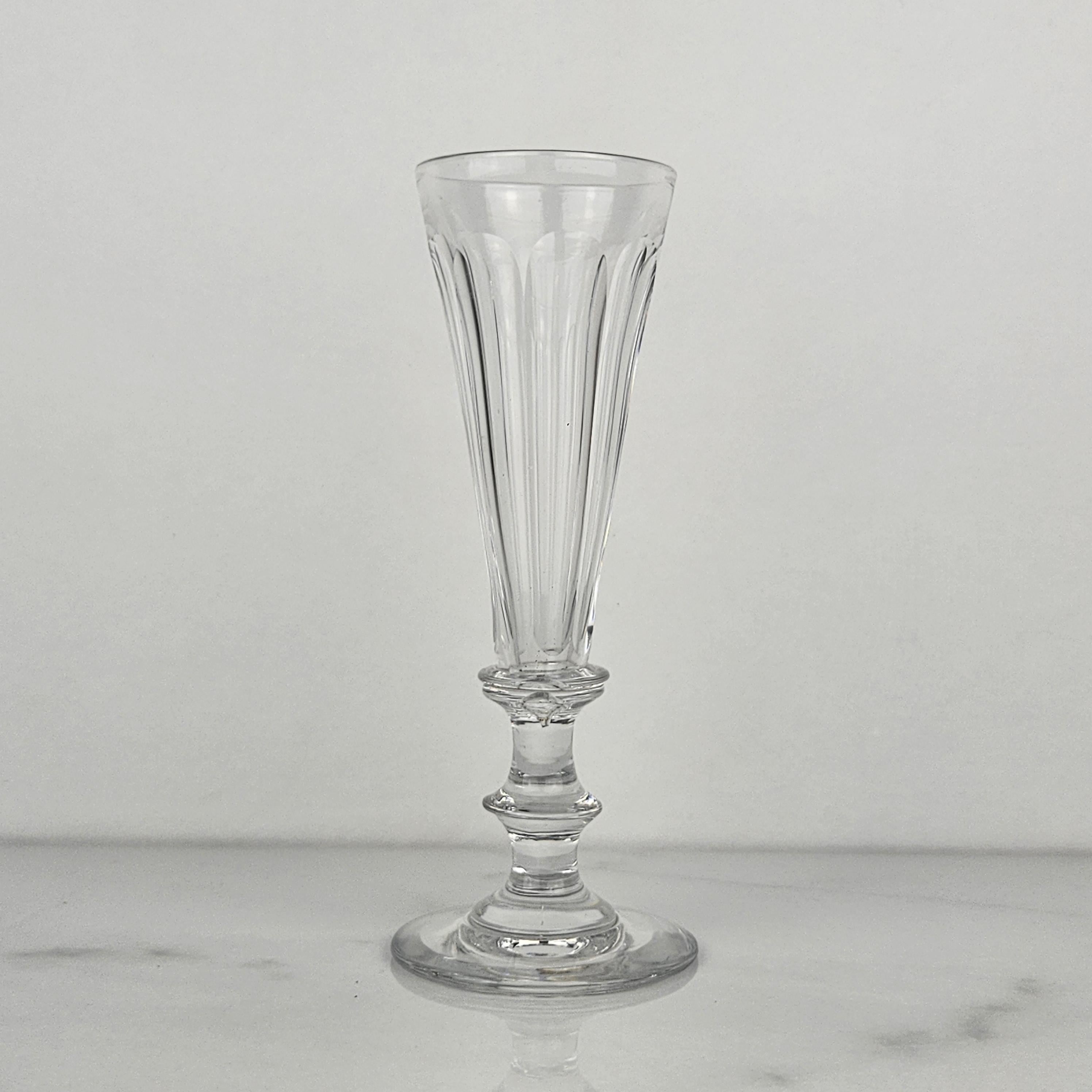 Juego de seis copas de champán francesas de cristal, ca. 1870 Francés en venta