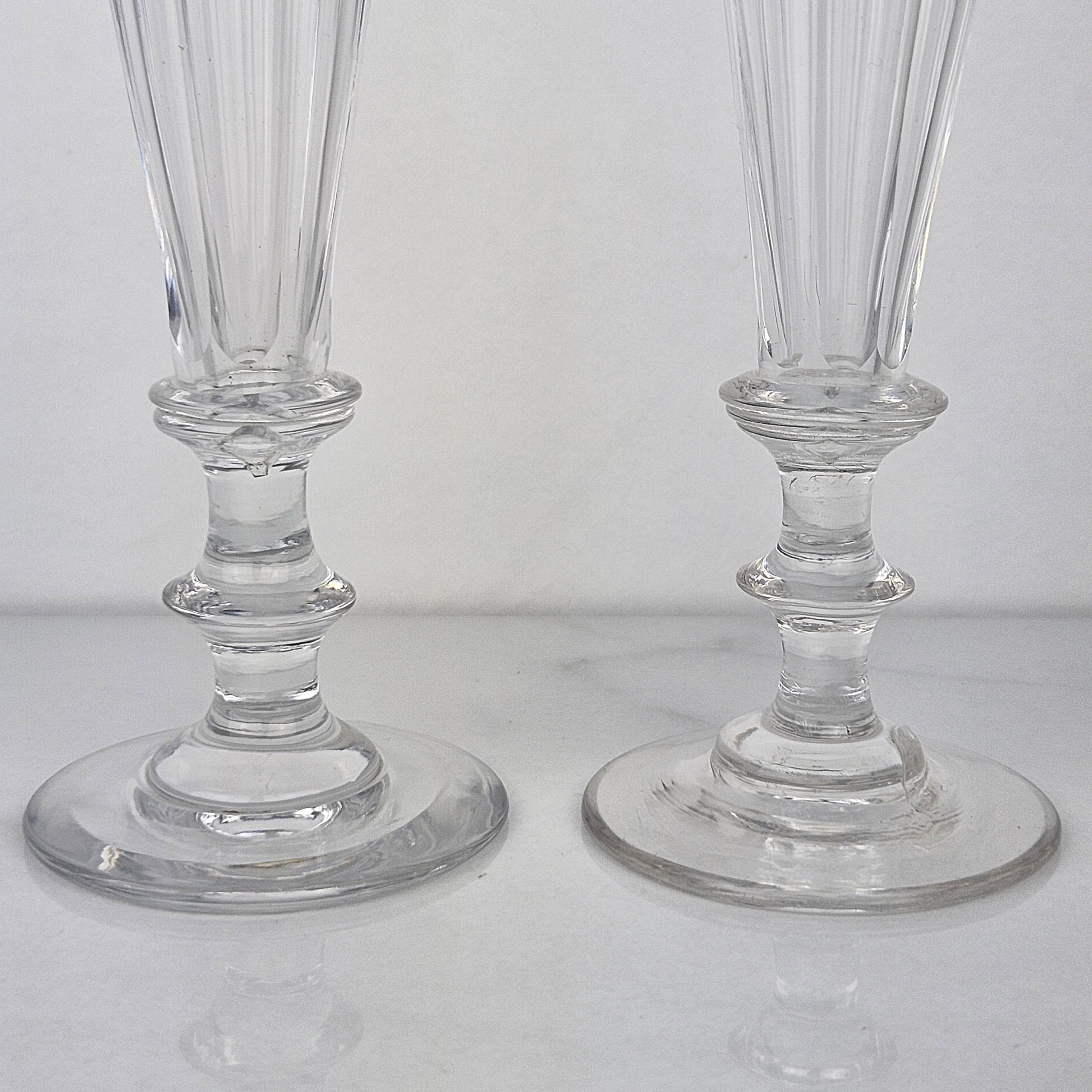 Juego de seis copas de champán francesas de cristal, ca. 1870 en Bueno estado para la venta en Oud Beijerland, NL