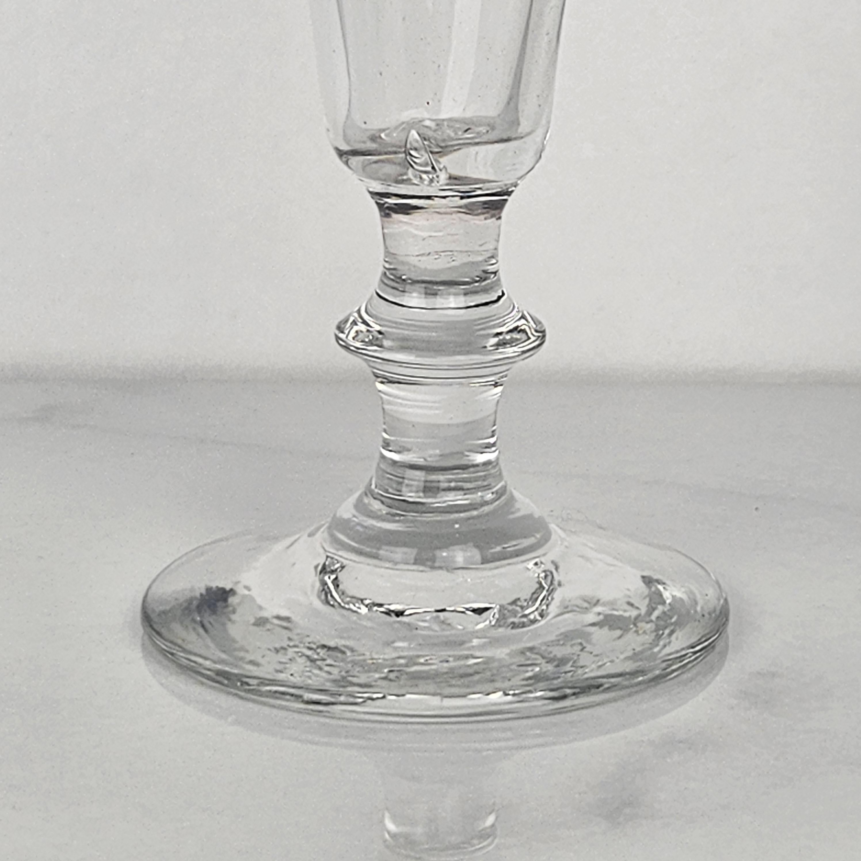 19th Century Set of Six French Champagne Flutes in Glass, Ca. 1870 For Sale
